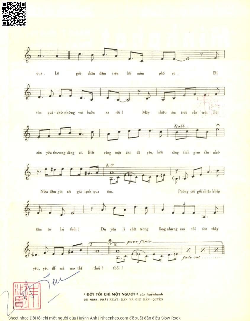 Page 3 of Sheet music PDF Đời tôi chỉ một người - Huỳnh Anh