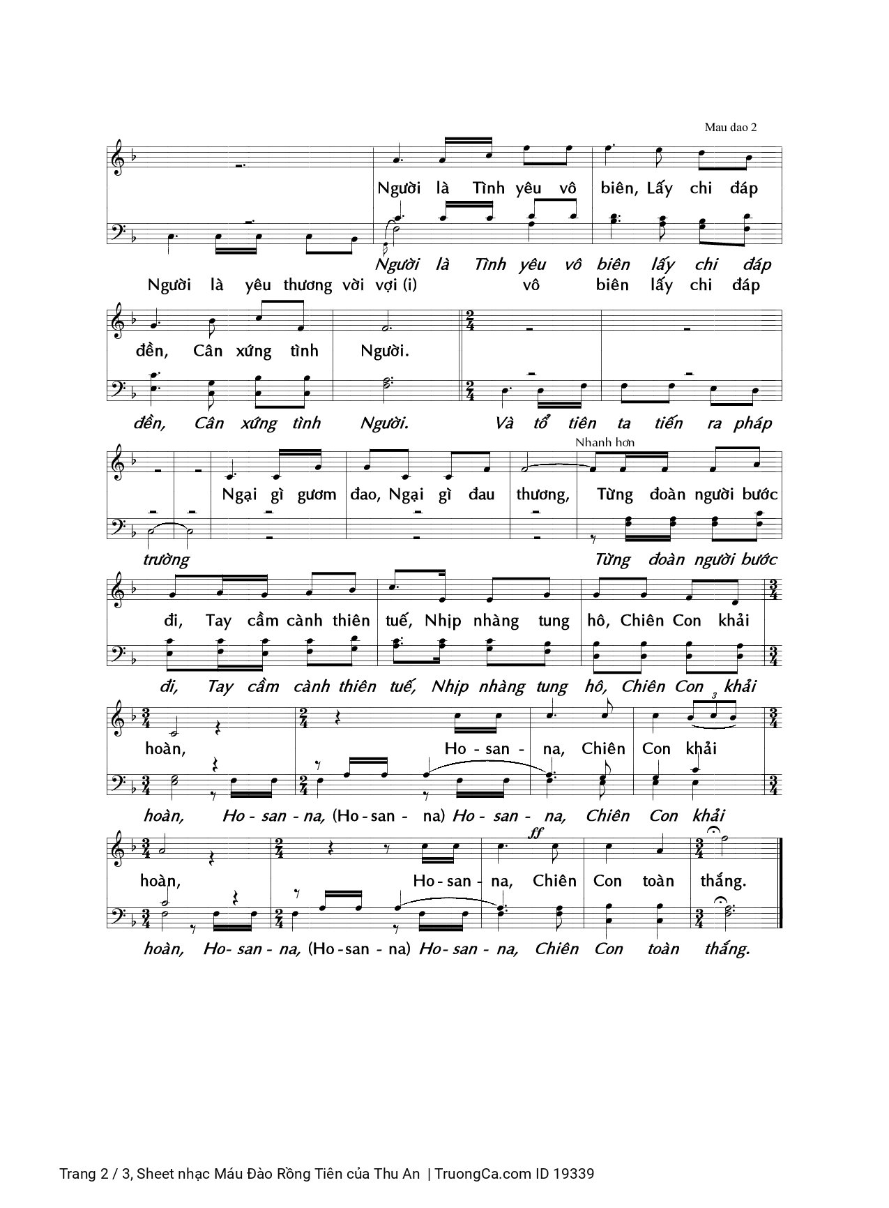 Page 2 of Sheet music PDF Máu Đào Rồng Tiên - Thu An