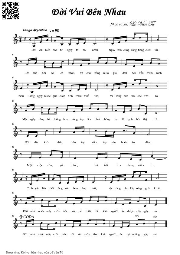 Sheet PDF of Đời vui bên nhau