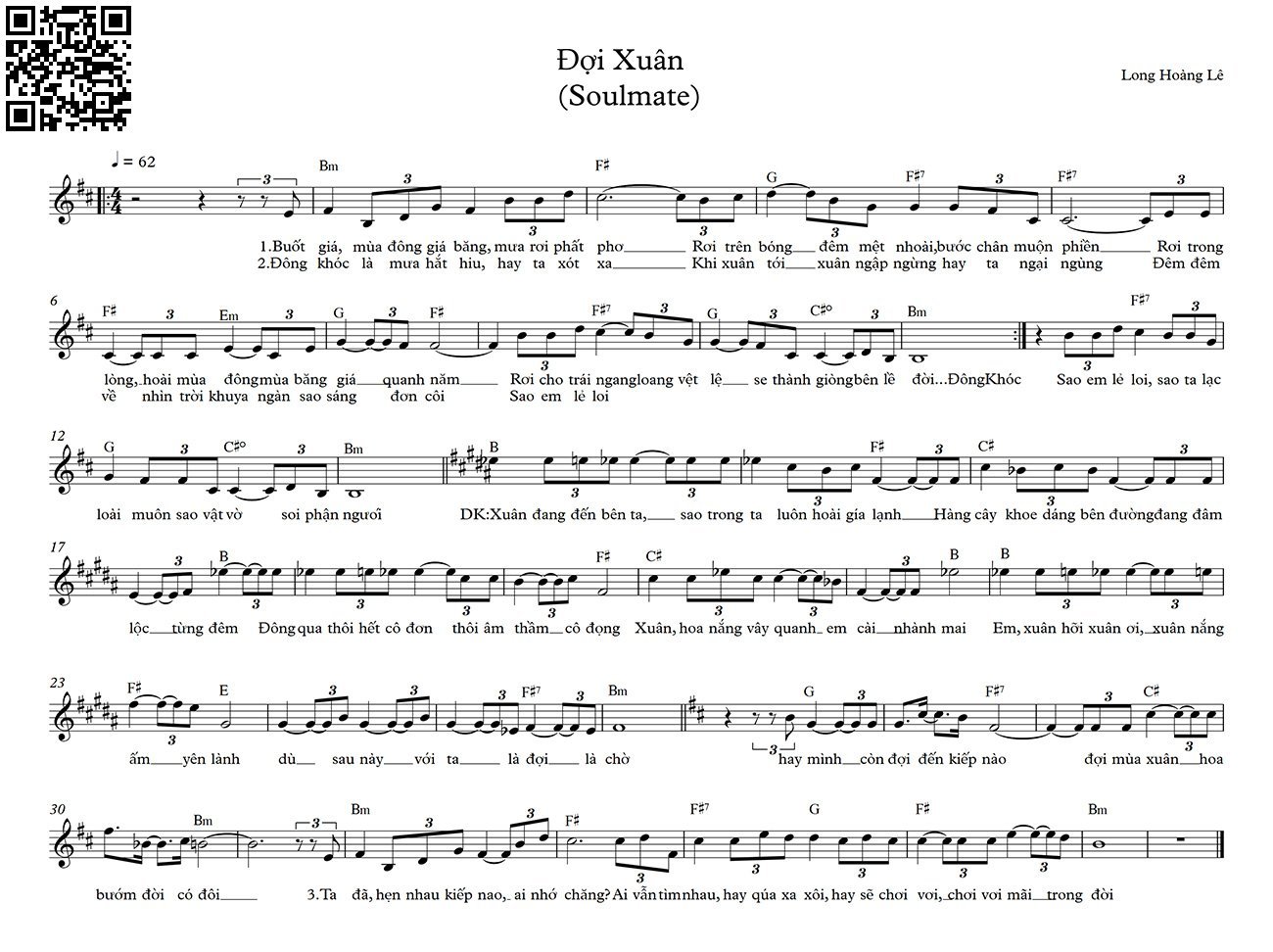 Page 2 of Sheet music PDF Đợi xuân - Long Hoàng Lê