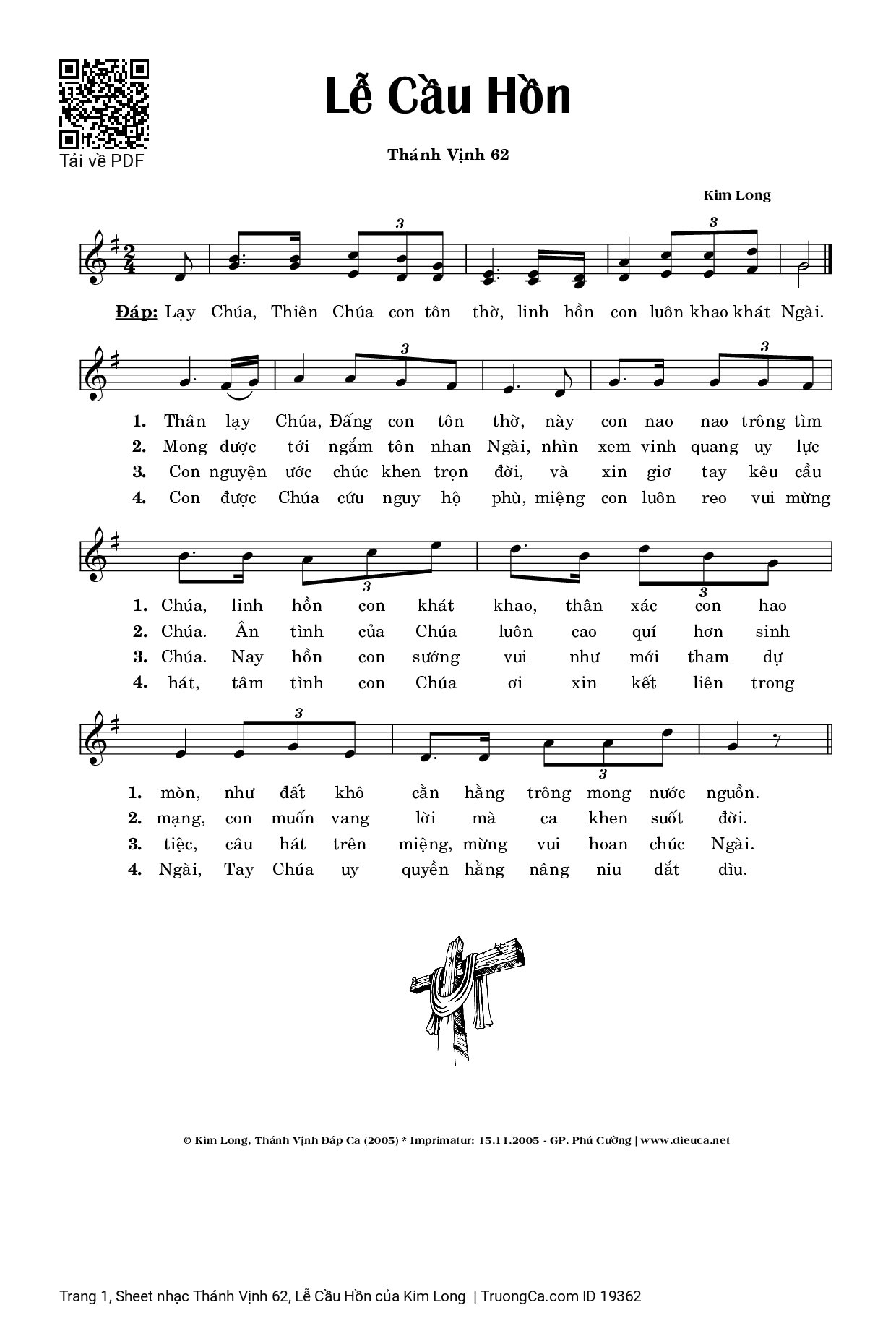 Page 1 of Sheet music PDF Thánh Vịnh 62, Lễ Cầu Hồn - Kim Long