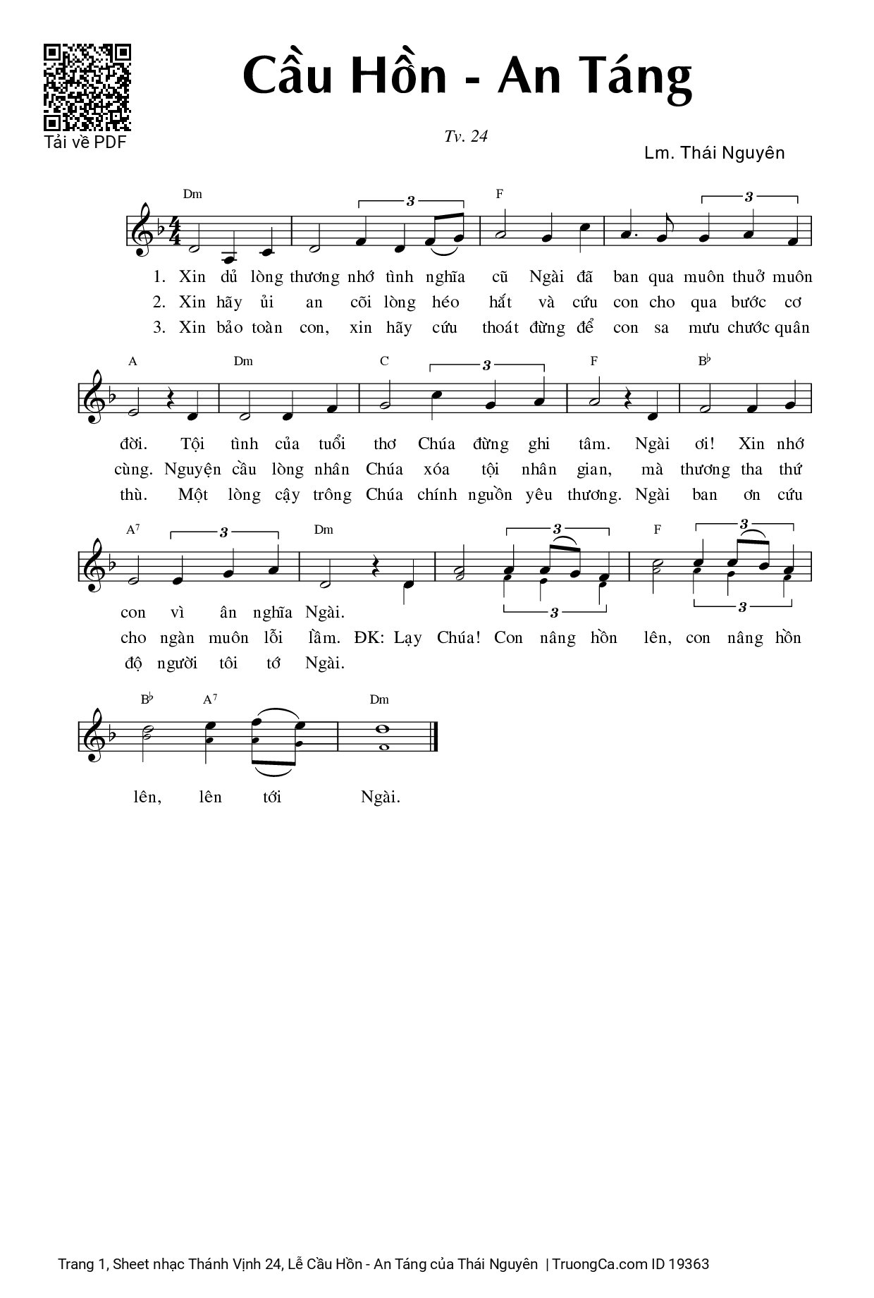 Sheet PDF of Thánh Vịnh 24, Lễ Cầu Hồn - An Táng