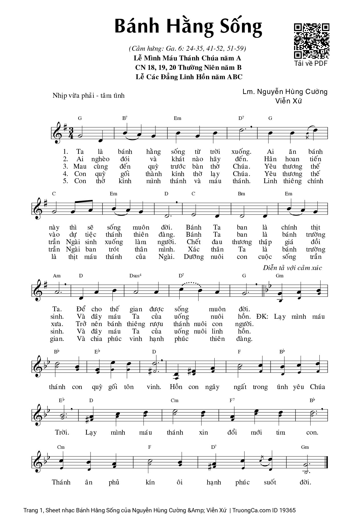 Sheet PDF of Bánh Hằng Sống