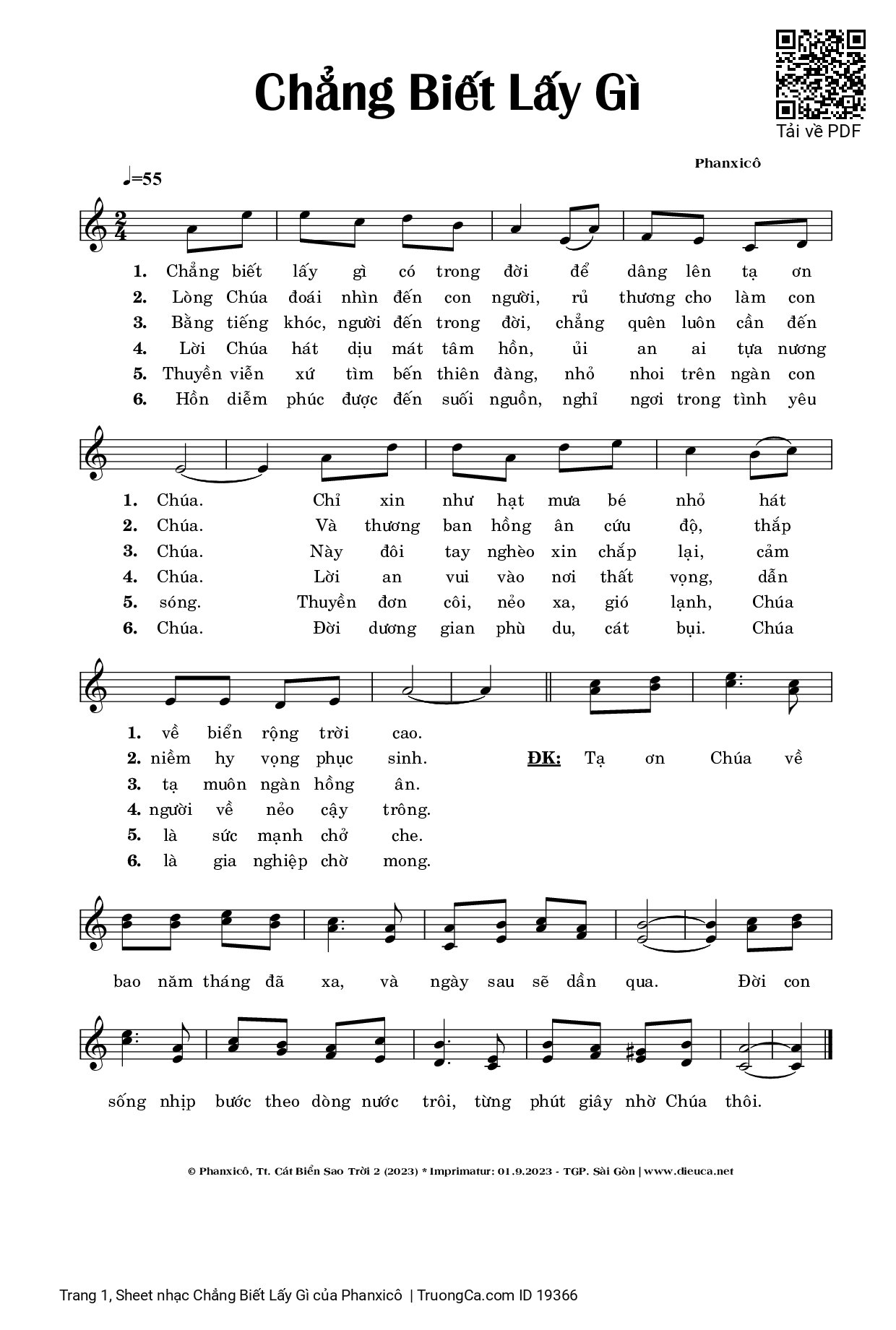 Sheet PDF of Chẳng Biết Lấy Gì