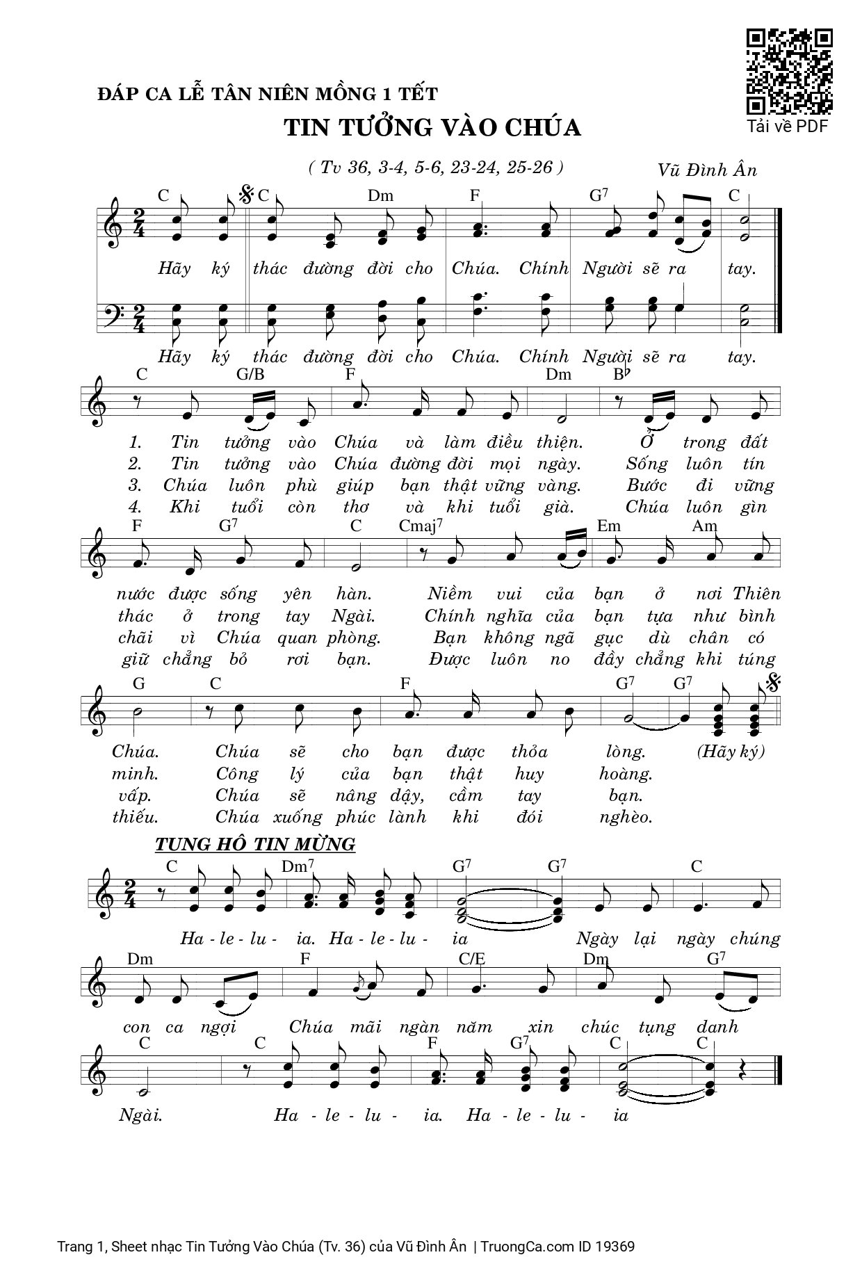 Page 1 of Sheet music PDF Tin Tưởng Vào Chúa (Tv. 36) - Vũ Đình Ân