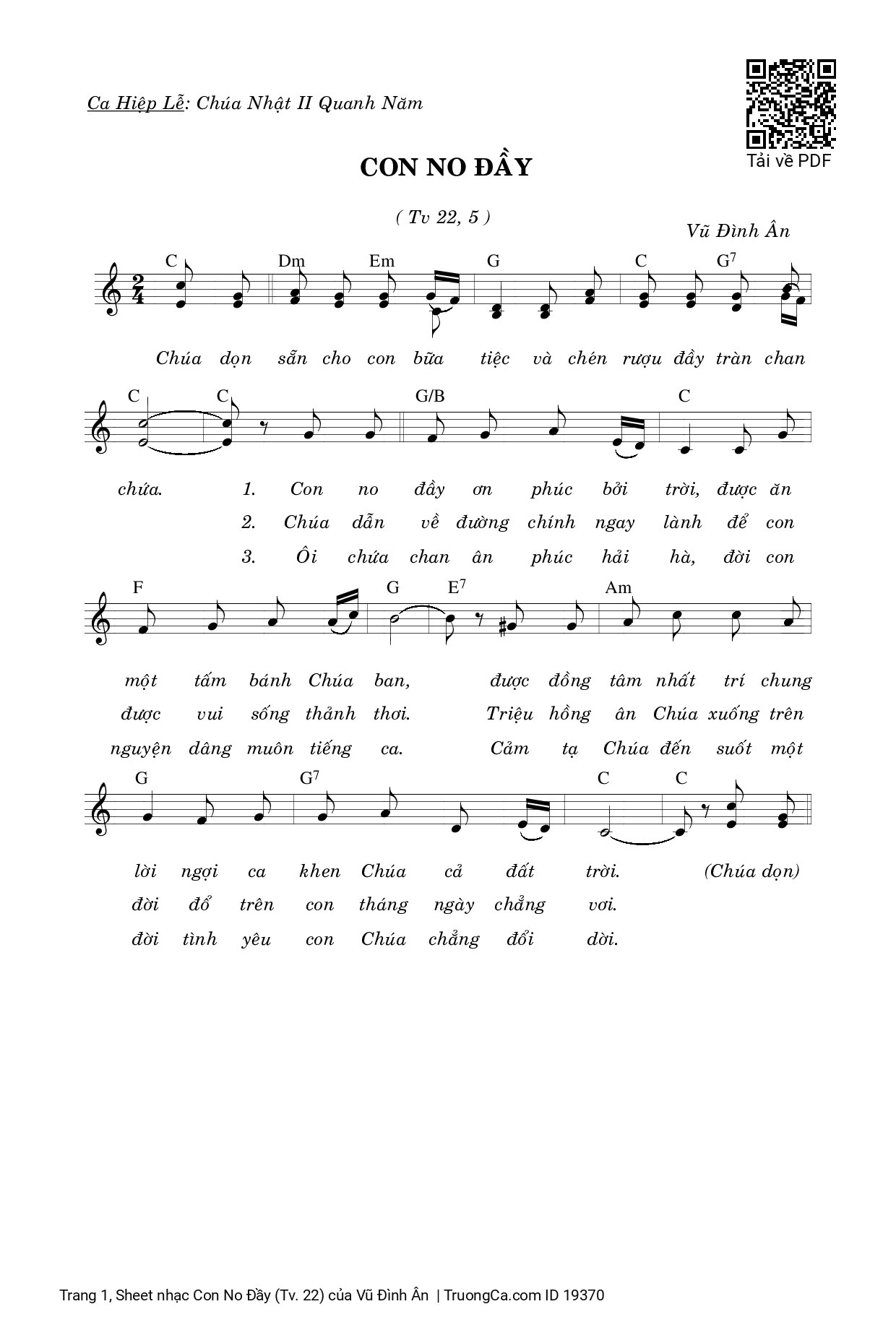 Sheet PDF of Con No Đầy (Tv. 22)
