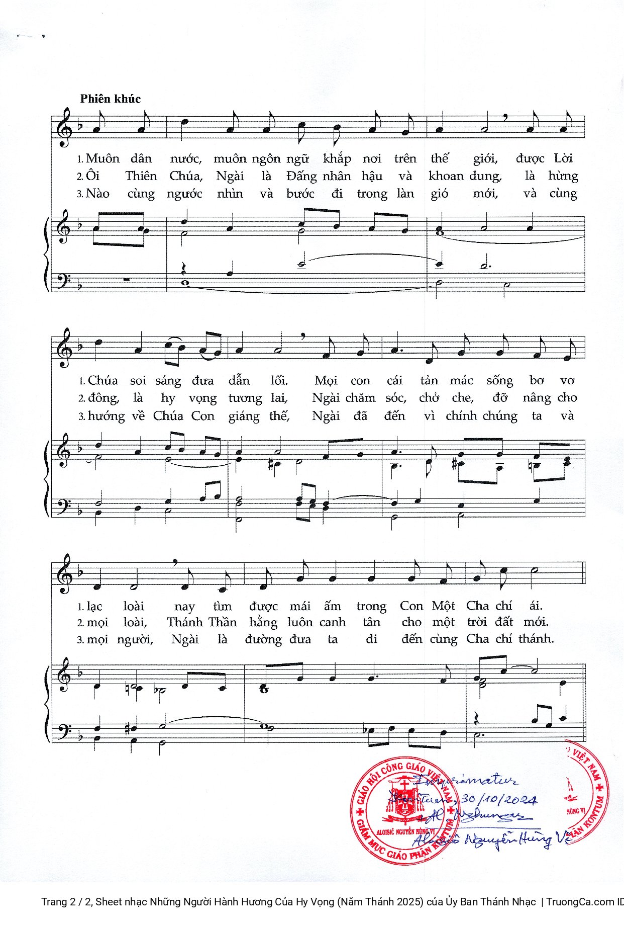 Page 2 of Sheet music PDF Những Người Hành Hương Của Hy Vọng (Năm Thánh 2025) - Ủy Ban Thánh Nhạc