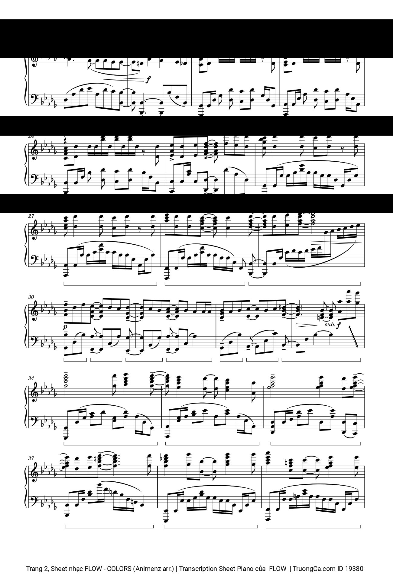 Page 2 of Sheet music PDF FLOW - COLORS (Animenz arr.) | Transcription Sheet Piano -  FLOW