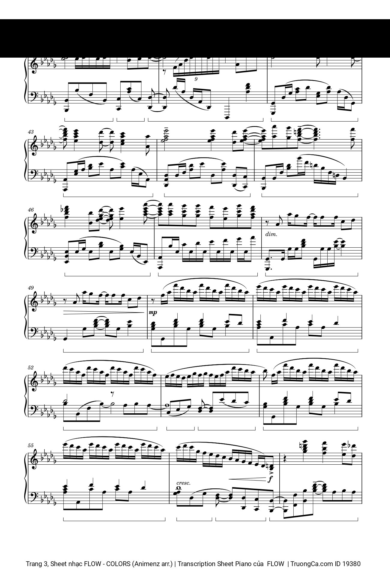 Page 3 of Sheet music PDF FLOW - COLORS (Animenz arr.) | Transcription Sheet Piano -  FLOW