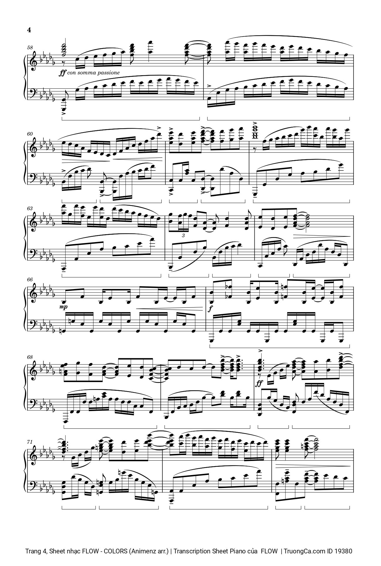 Page 4 of Sheet music PDF FLOW - COLORS (Animenz arr.) | Transcription Sheet Piano -  FLOW