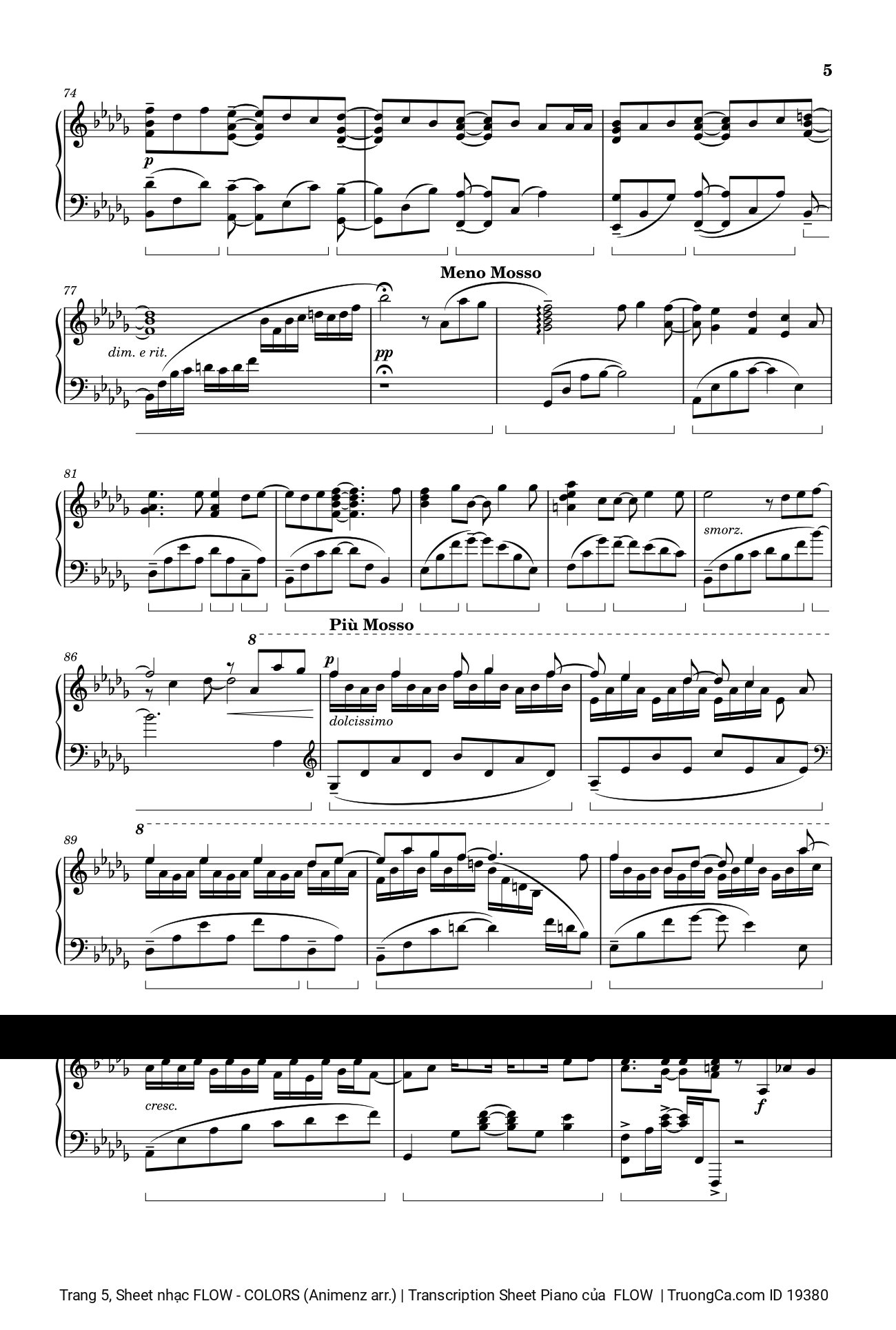 Page 5 of Sheet music PDF FLOW - COLORS (Animenz arr.) | Transcription Sheet Piano -  FLOW
