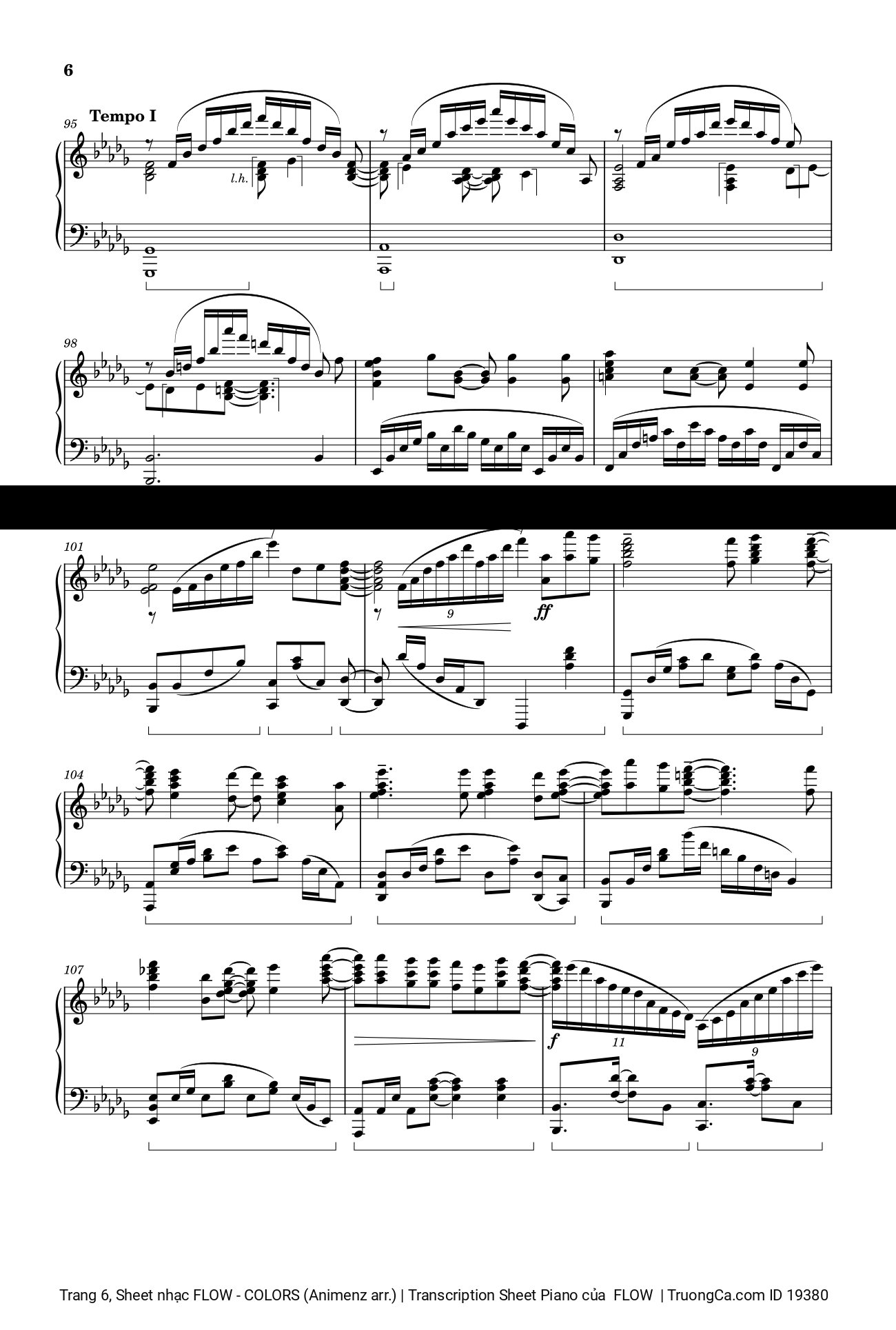 Page 6 of Sheet music PDF FLOW - COLORS (Animenz arr.) | Transcription Sheet Piano -  FLOW