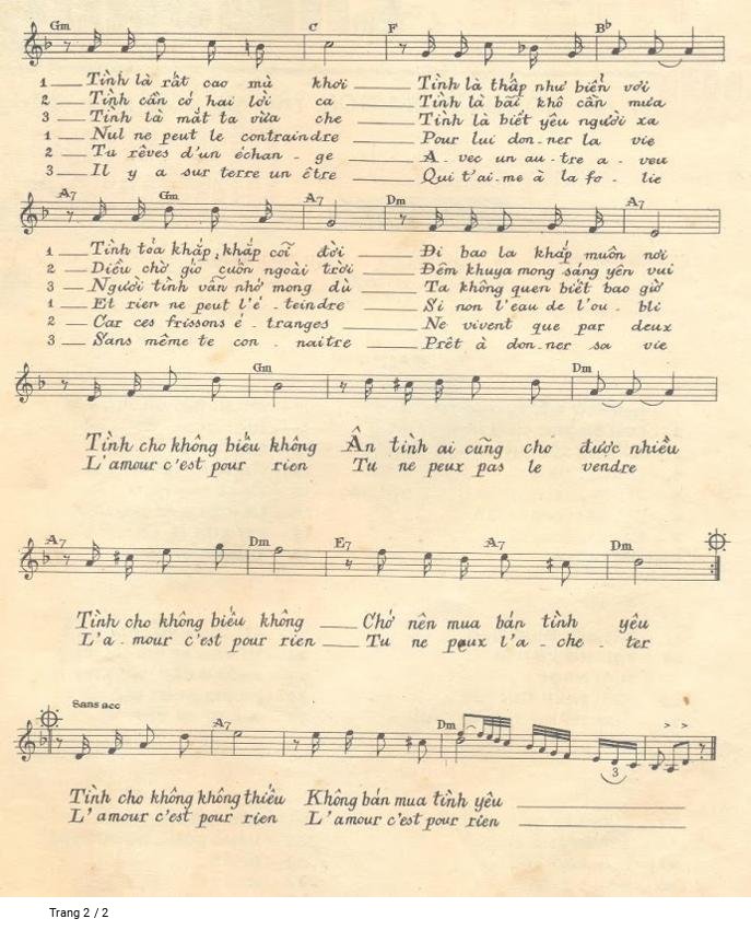 Page 2 of Sheet music PDF Tình Cho Không - Phạm Duy