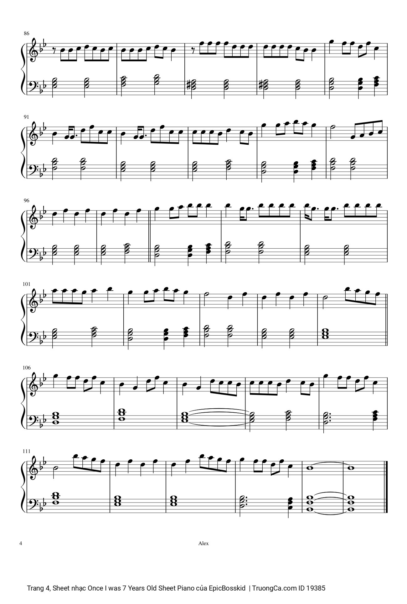 Key B♭ trưởng G thứ Piano Version By Alex, Trang 4