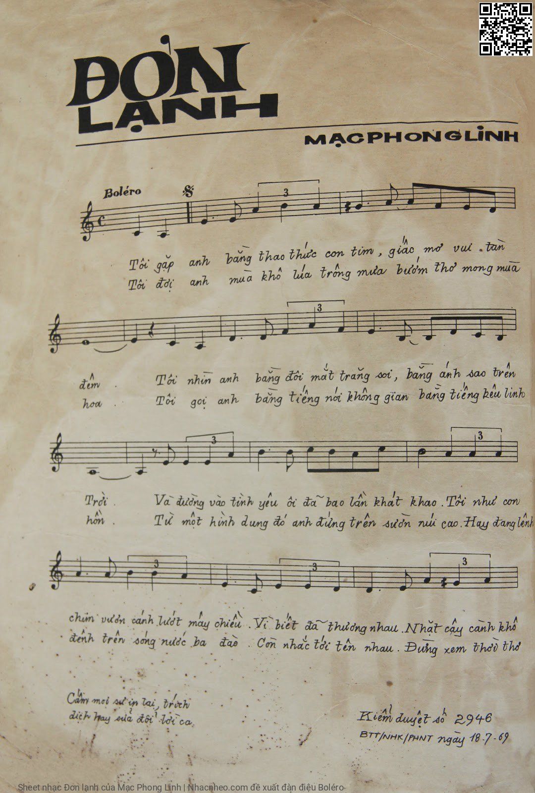 Page 2 of Sheet music PDF Đơn lạnh - Mạc Phong Linh