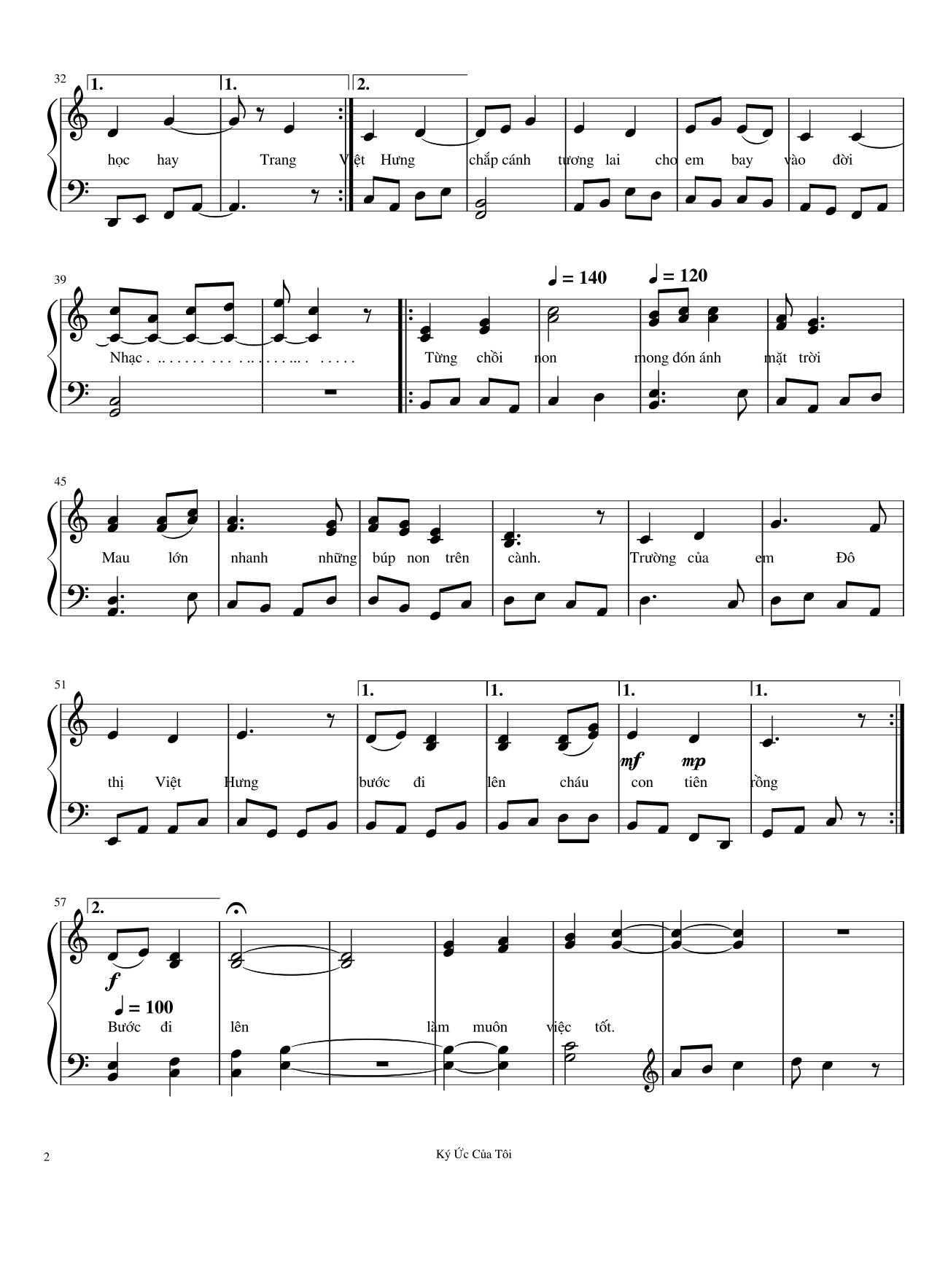 Page 2 of Sheet music PDF Chắp cánh ước mơ Sheet Piano - Haochuvh