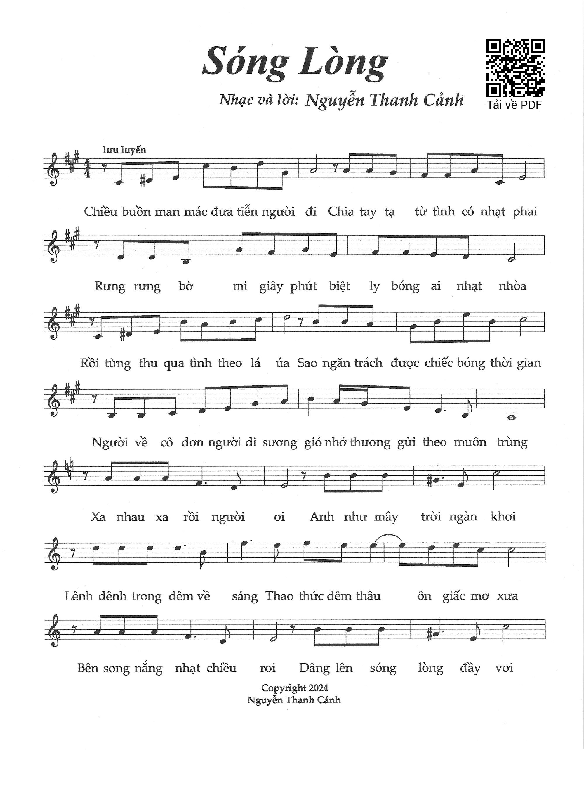 Sheet PDF of Sóng lòng - Nguyễn Thanh Cảnh