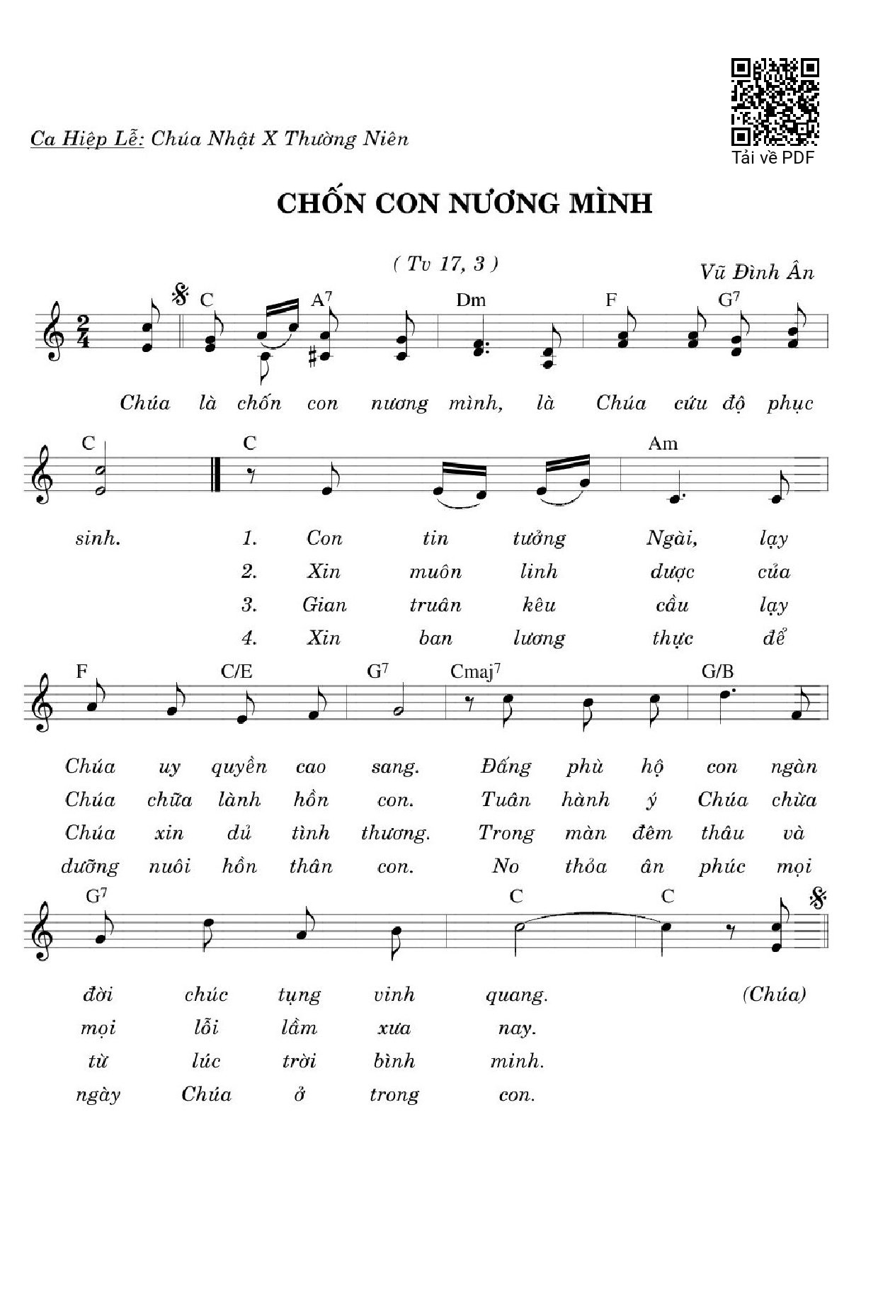 Sheet PDF of Chốn Con Nương Mình (Tv. 17)