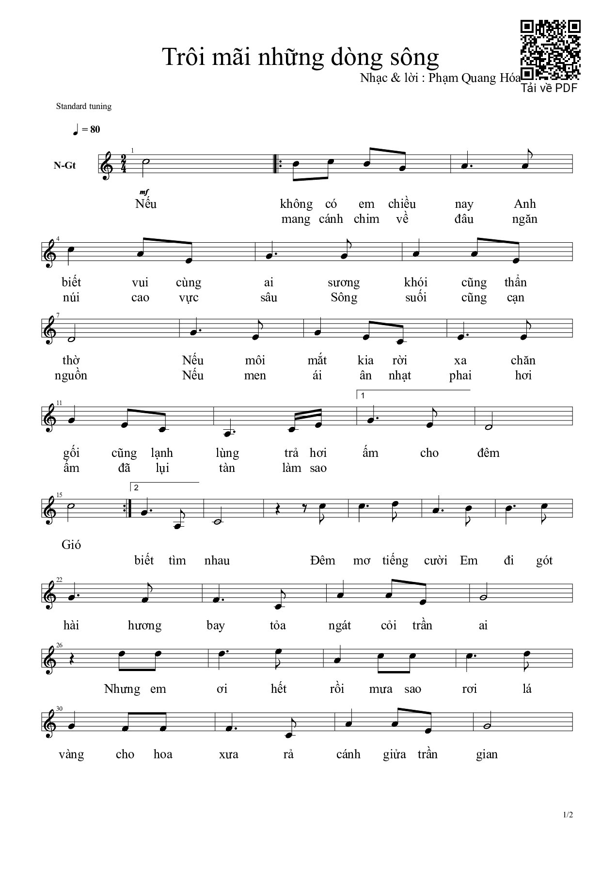 Sheet PDF of Trôi mãi những dòng sông