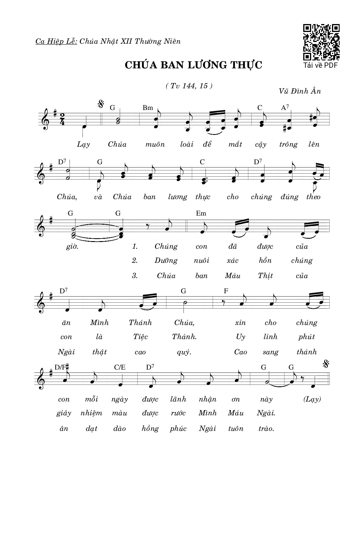 Sheet PDF of Chúa Ban Lương Thực (Tv. 144)