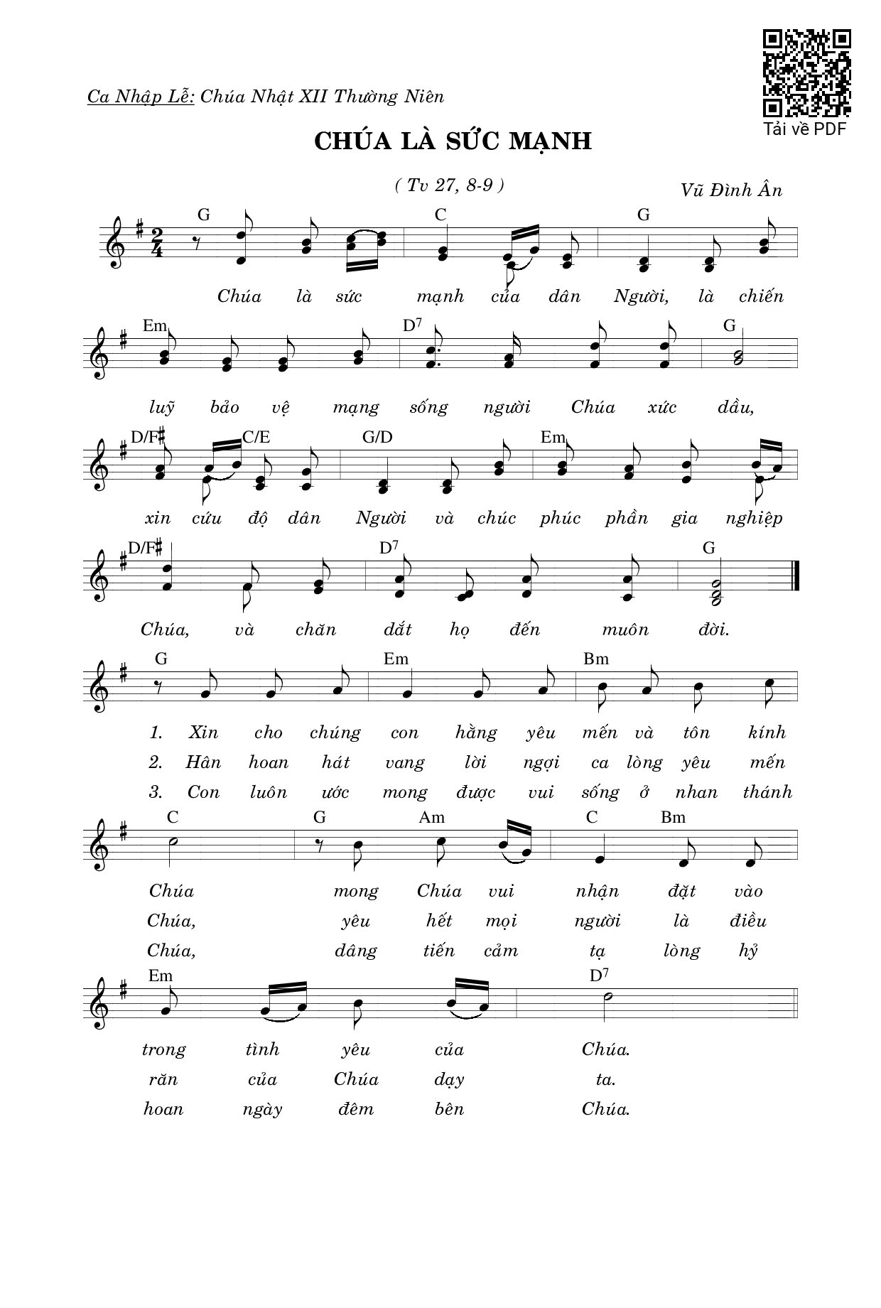 Sheet PDF of Chúa Là Sức Mạnh (Tv. 27)