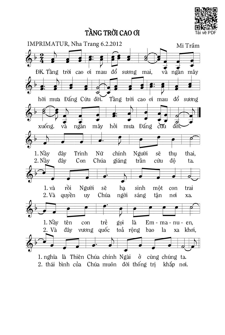 Sheet PDF of Tầng Trời Cao Ơi