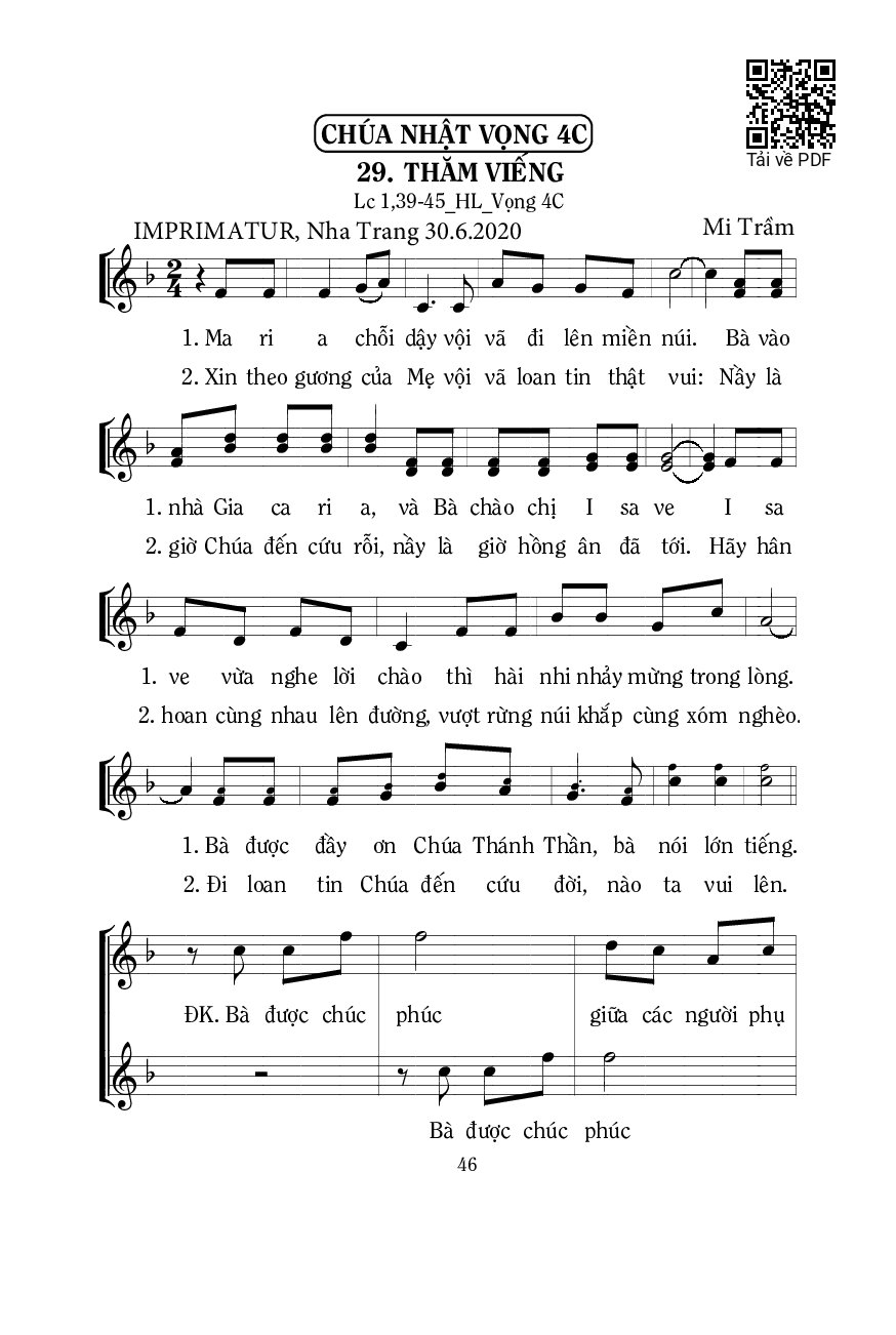 Page 1 of Sheet music PDF Thăm Viếng - Mi Trầm