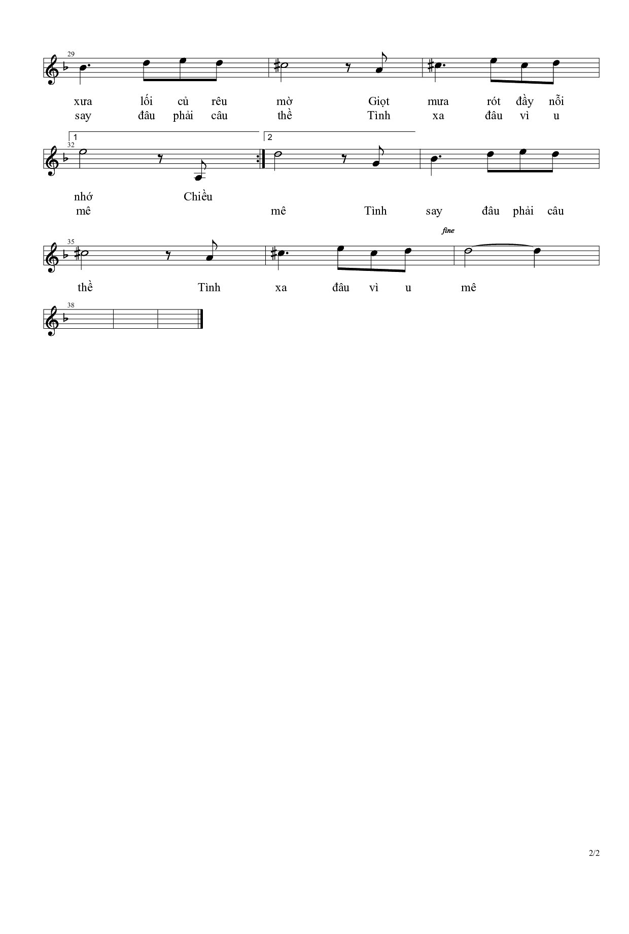Page 2 of Sheet music PDF Chiều mưa buồn - Phạm Quang Hóa