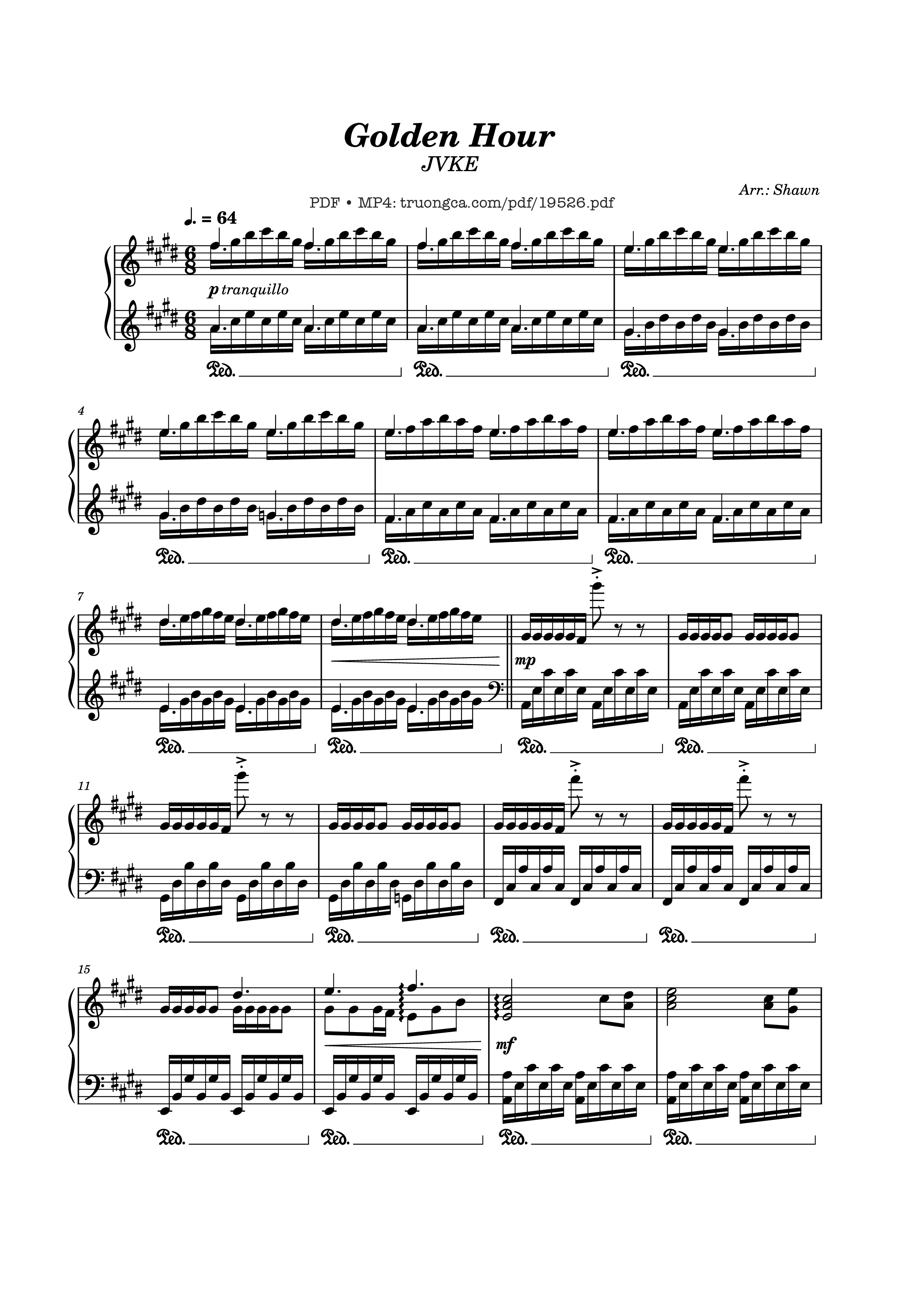 Sheet PDF of Golden Hour JVKE Sheet Piano