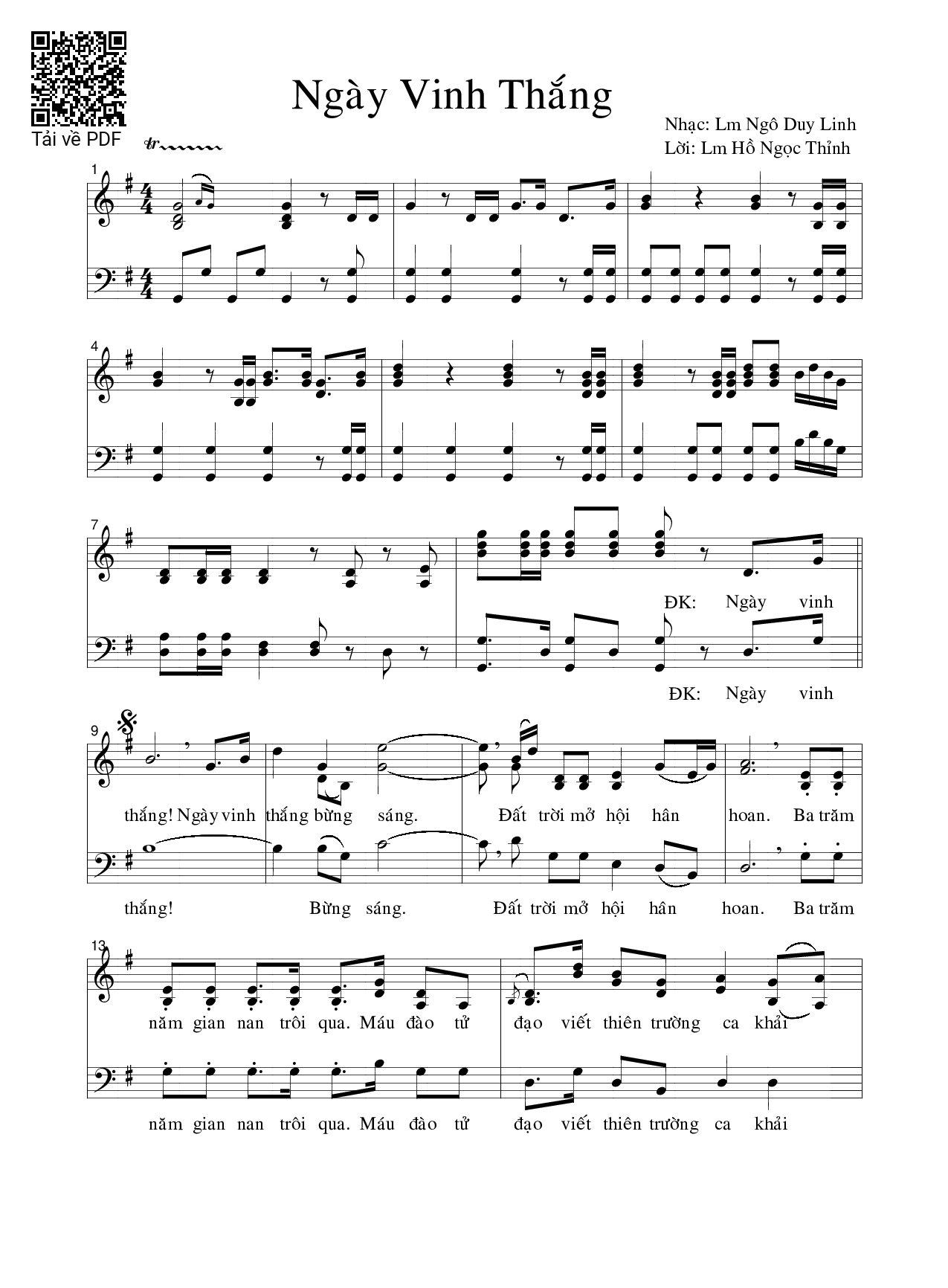 Sheet PDF of Ngày Vinh Thắng - Lm. Ngô Duy Linh