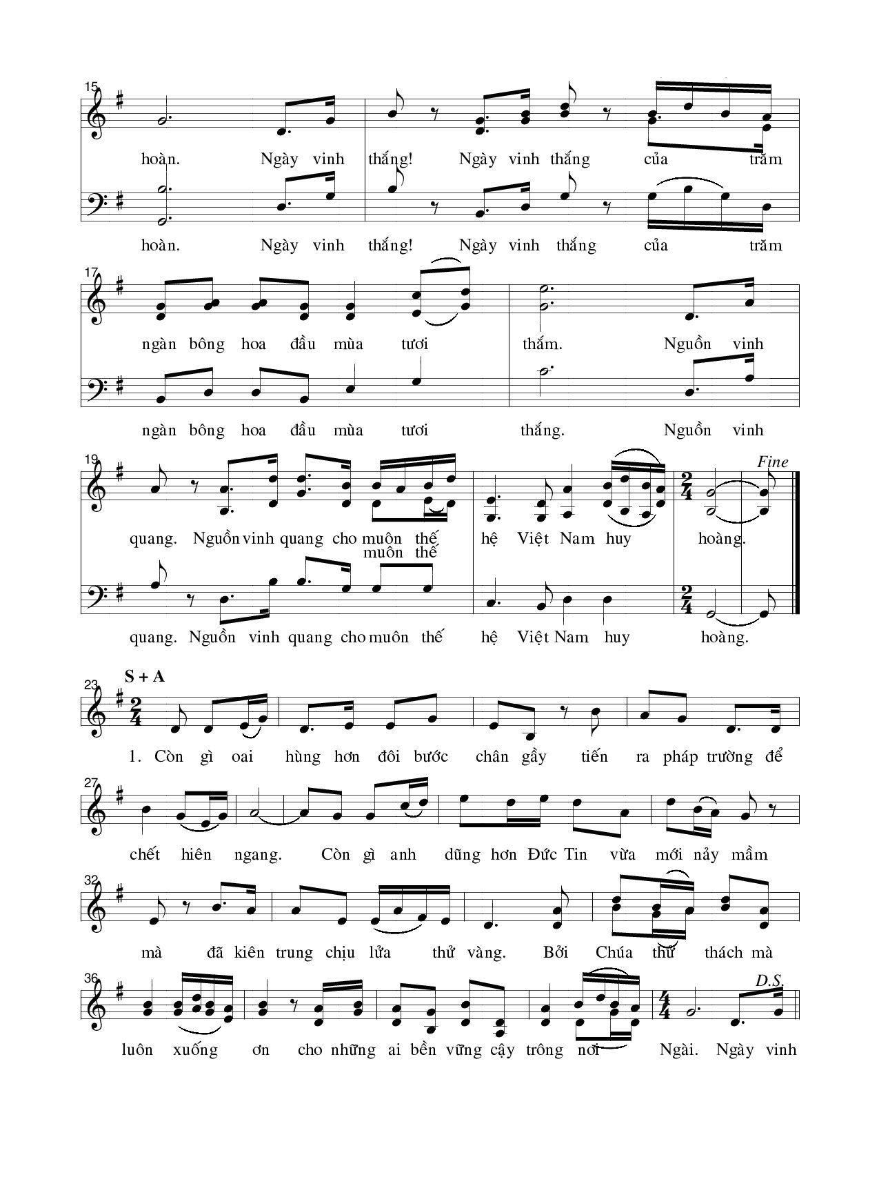 Page 2 of Sheet music PDF Ngày Vinh Thắng - Lm. Ngô Duy Linh - Lm. Hồ Ngọc Thỉnh