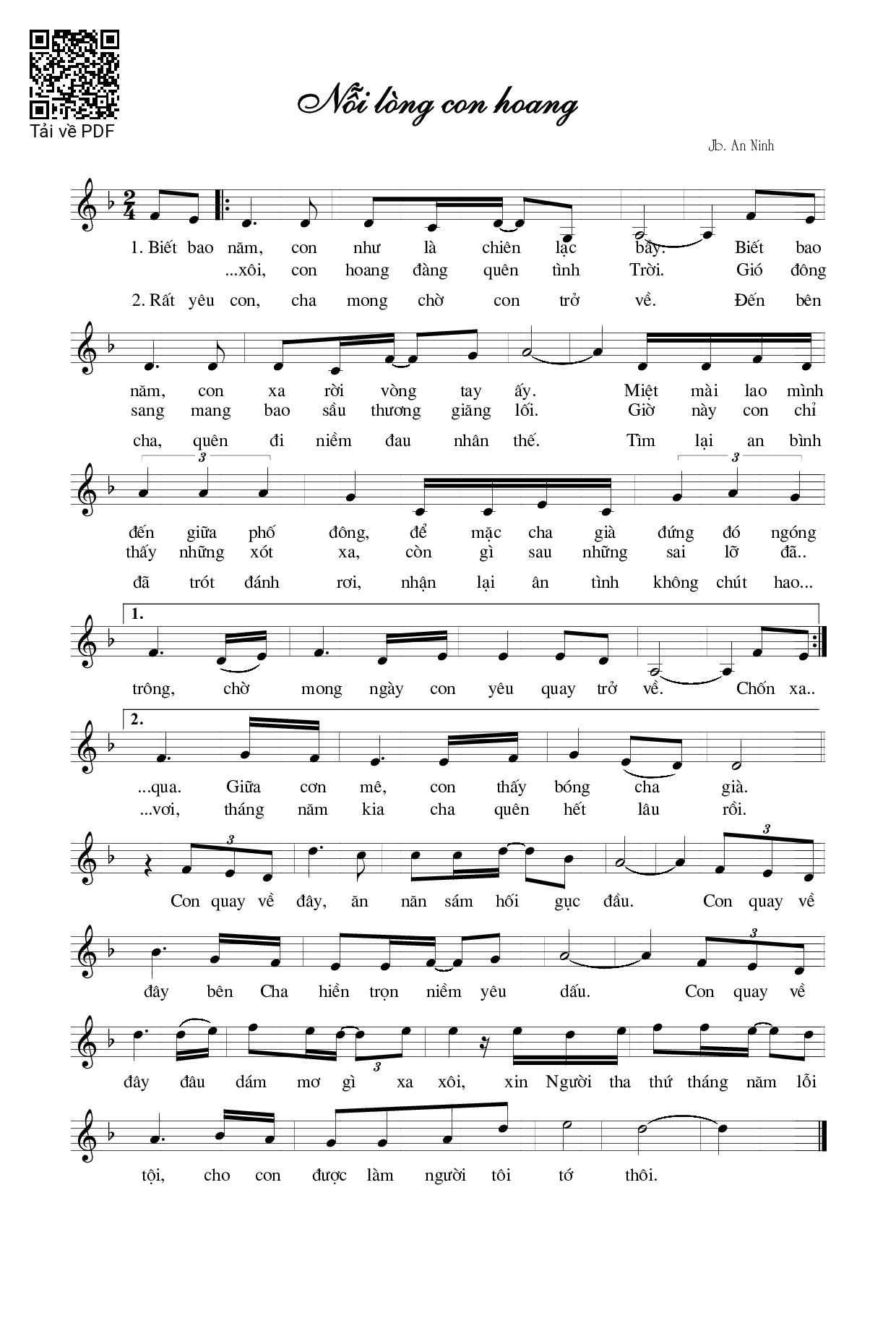 Sheet PDF of Nỗi Lòng Con Hoang (Lc. 15)