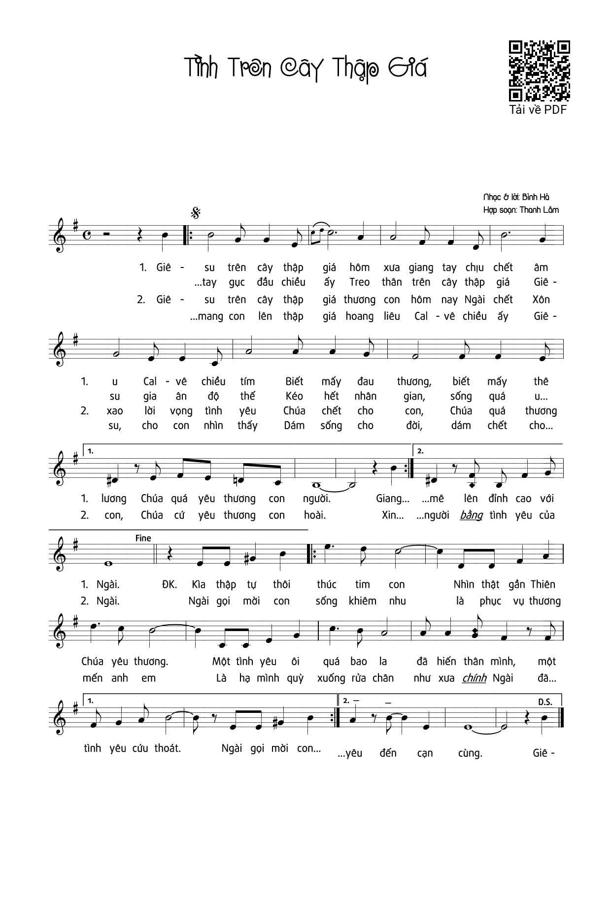 Sheet PDF of Tình Trên Cây Thập Giá