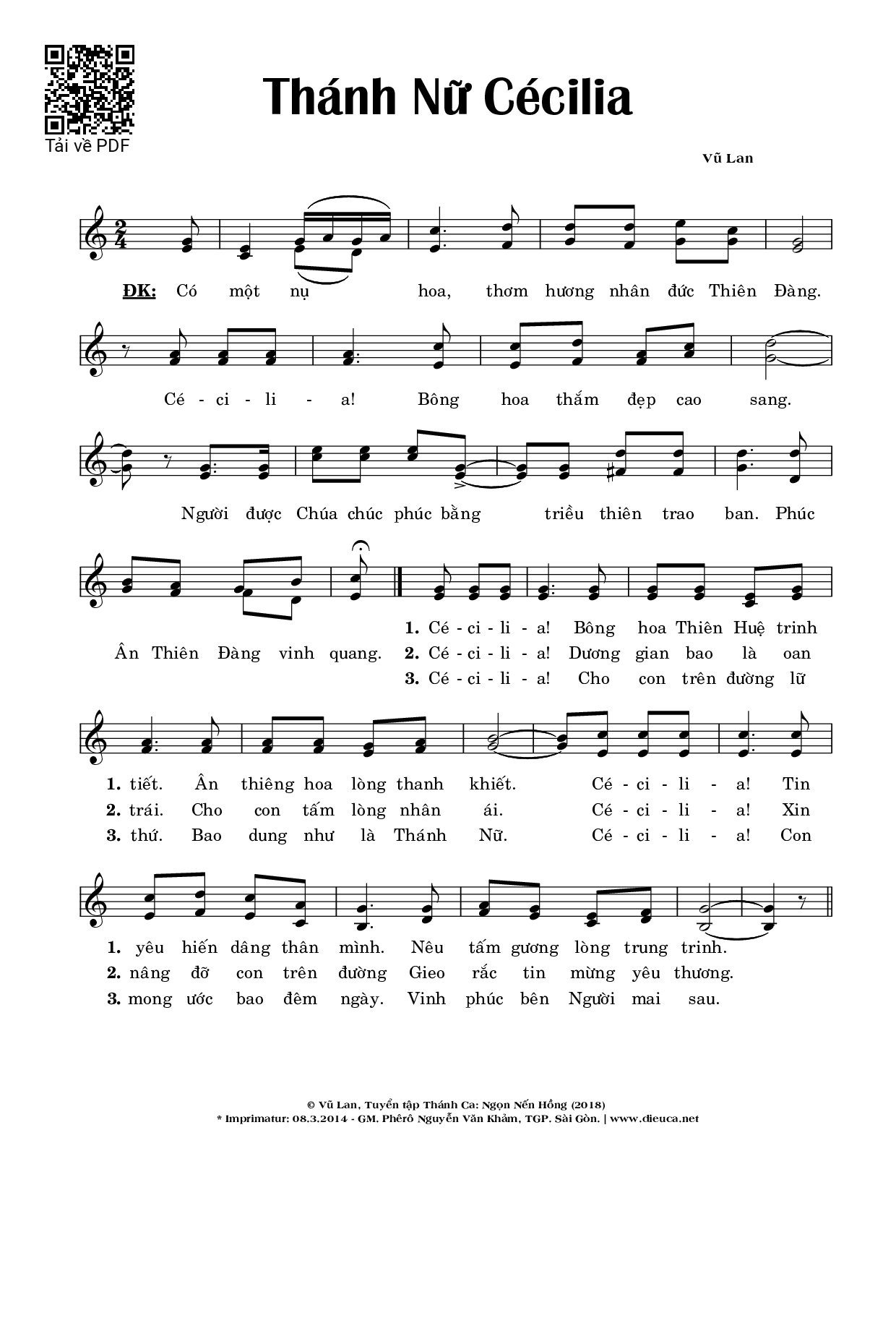 Sheet PDF of Thánh Nữ Cécilia (22.11)