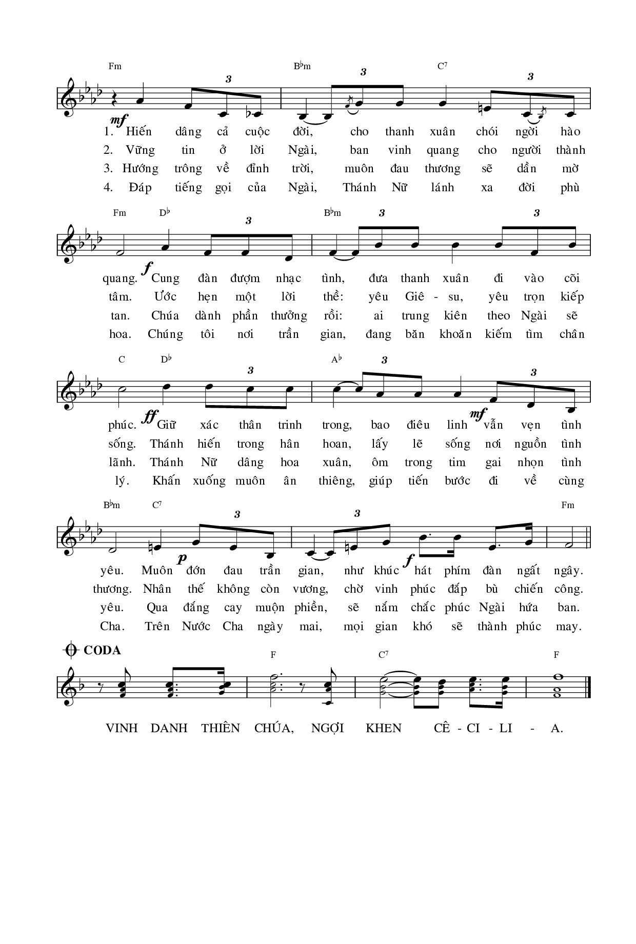 Page 2 of Sheet music PDF Mừng Người Trinh Nữ (Thánh Cêcilia) - Hồng Trần Phạm Đình Đài