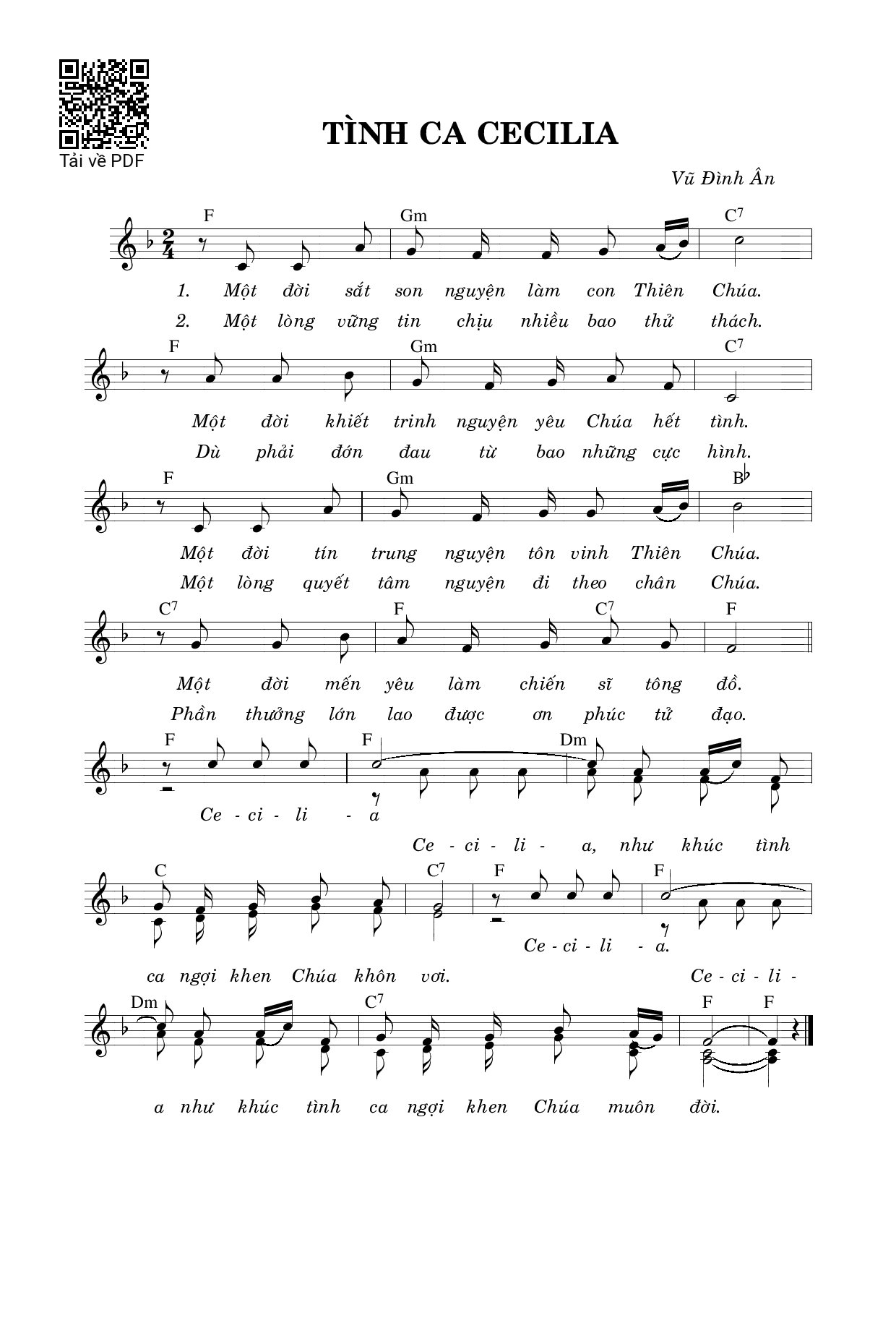 Sheet PDF of Tình Ca Cêcilia
