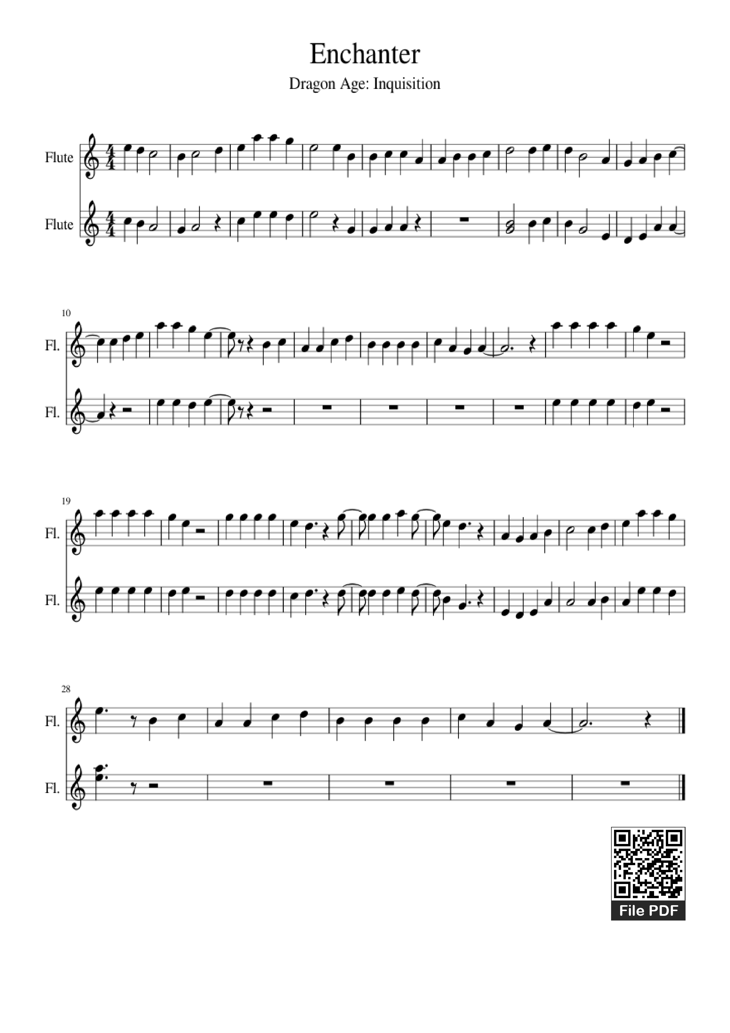 Page 1 of Sheet music PDF Enchanter - Bioware