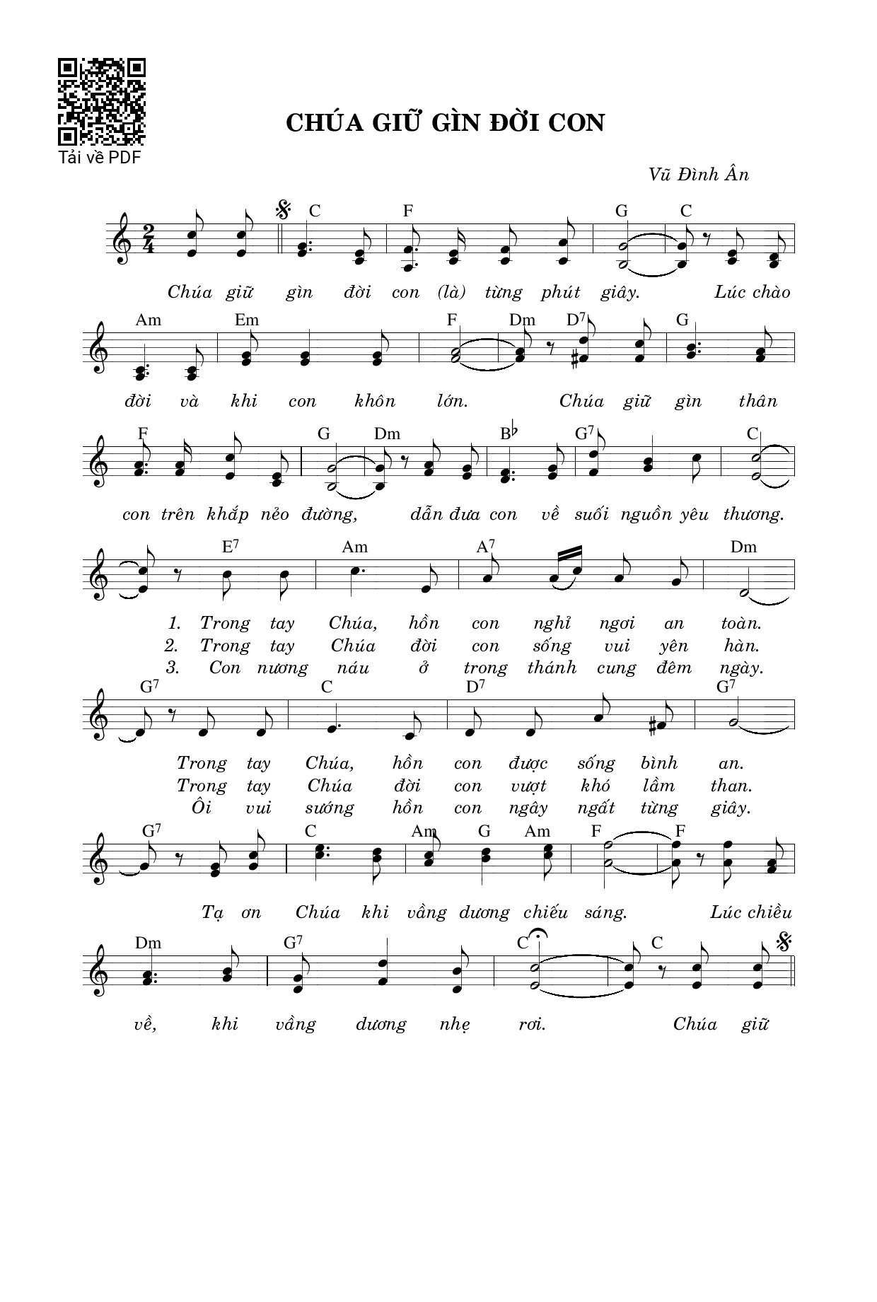 Sheet PDF of Chúa Giữ Gìn Đời Con