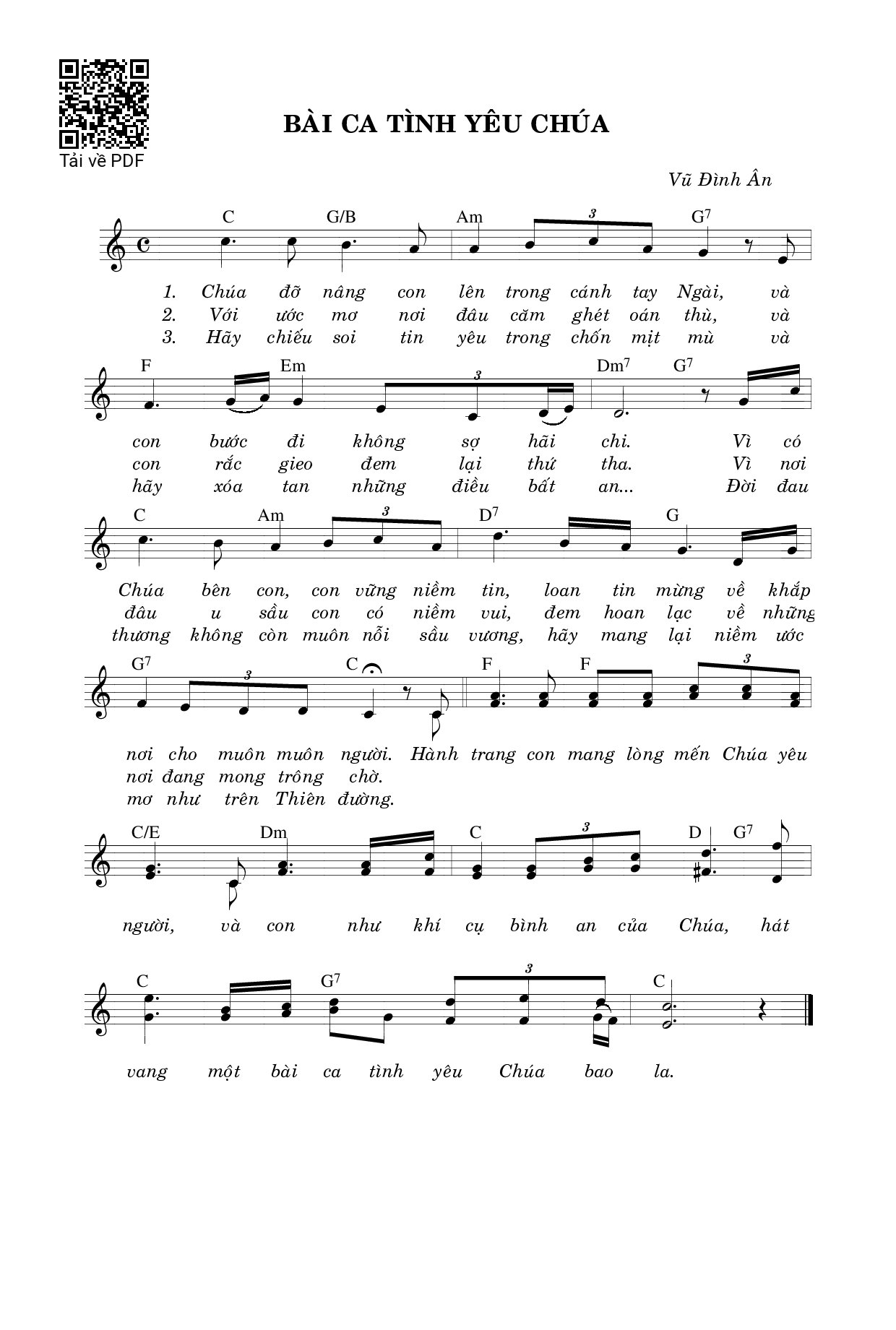 Sheet PDF of Bài Ca Tình Yêu Chúa