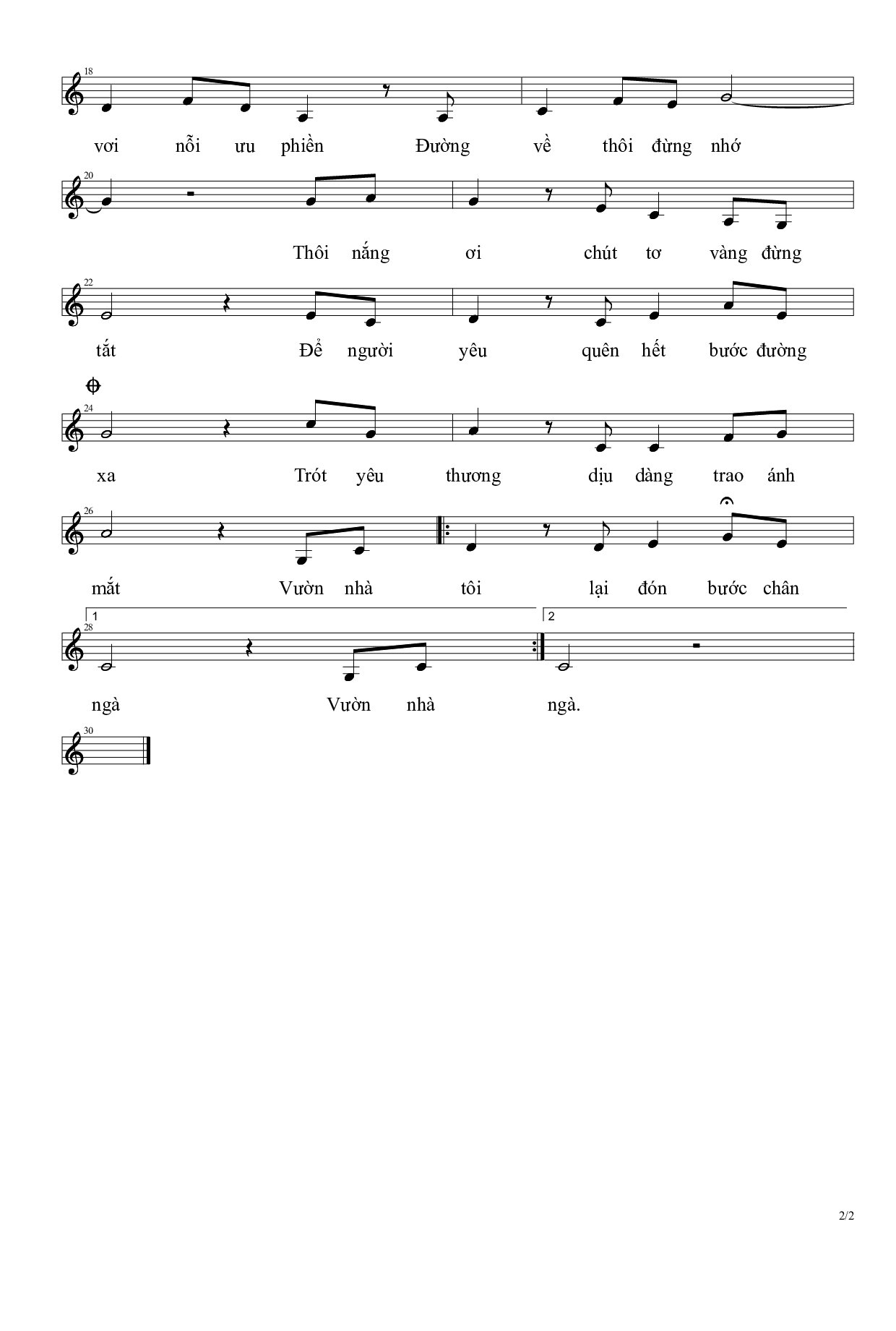 Page 2 of Sheet music PDF Đón bước chân ngà - Phạm Quang Hóa