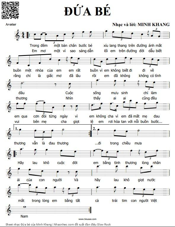 Sheet PDF of Đứa bé - Minh Khang