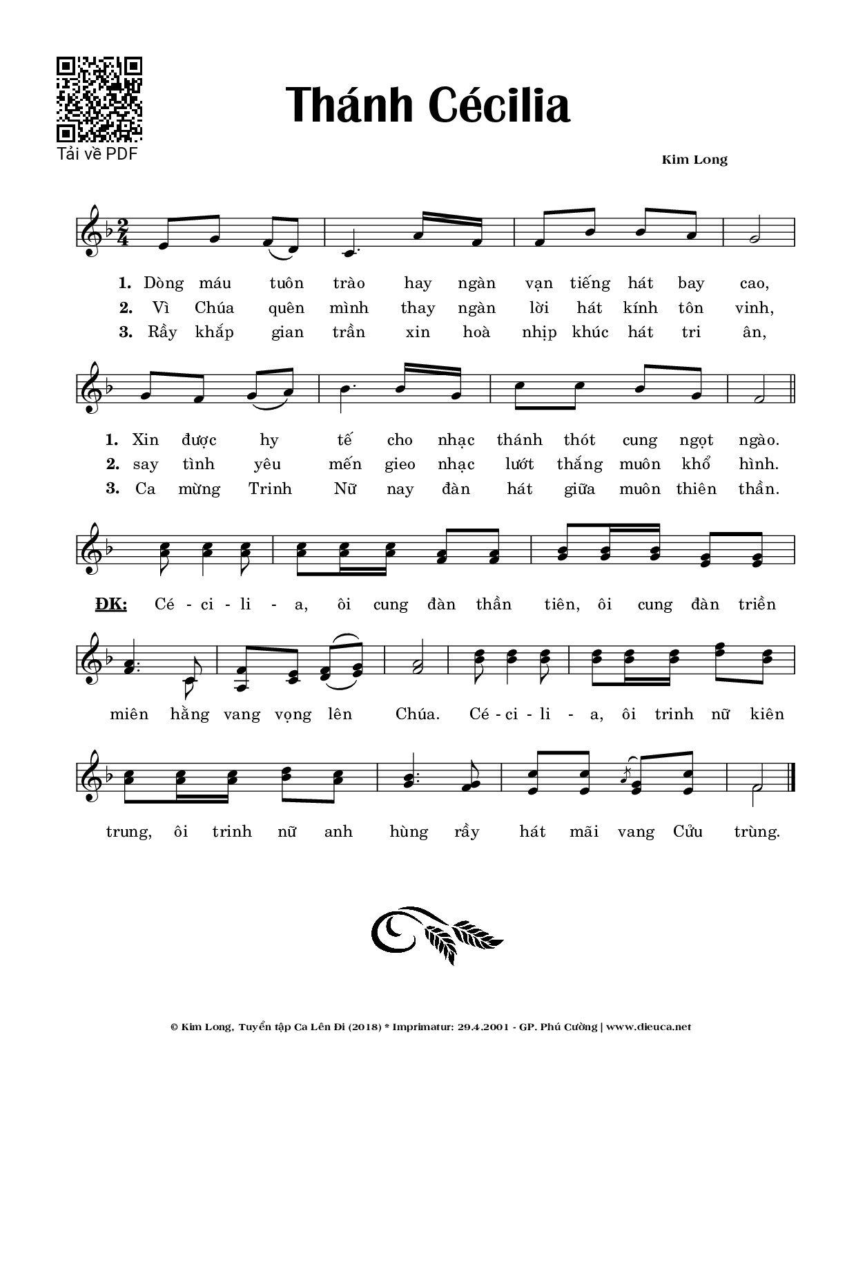 Sheet PDF of Thánh Cécilia