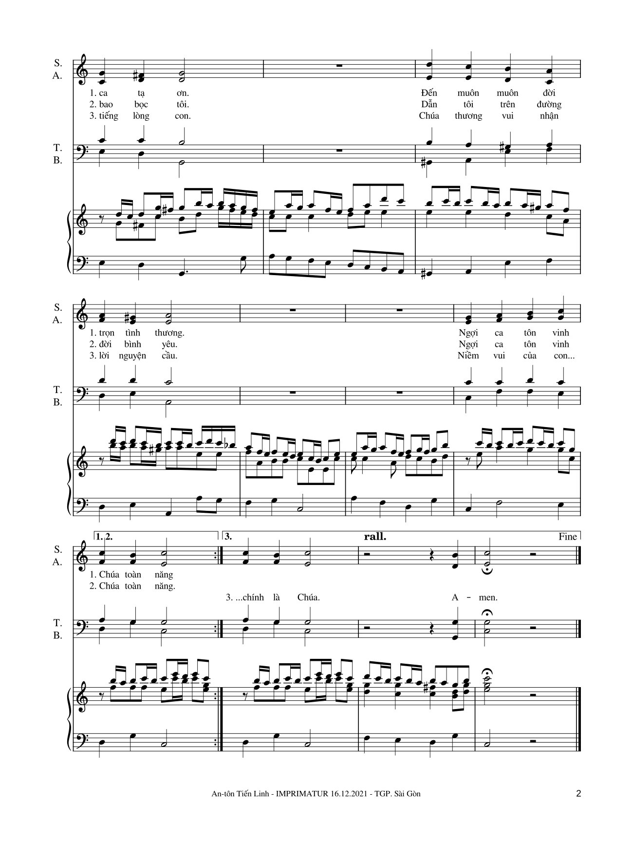 Page 2 of Sheet music PDF Ngợi ca tôn vinh Chúa - Tiến Linh