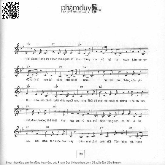 Page 2 of Sheet music PDF Đưa em tìm động hoa vàng - Phạm Duy
