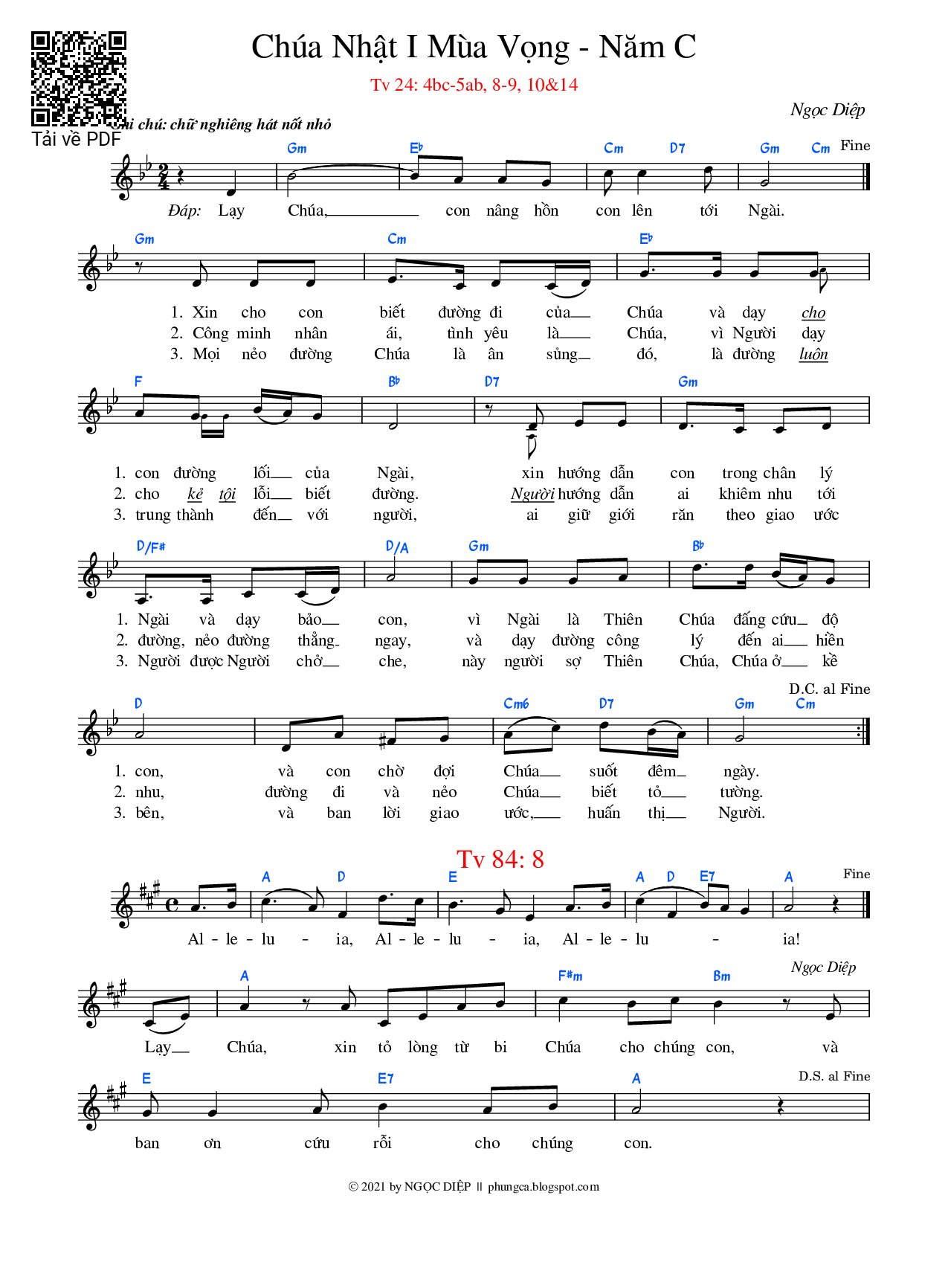 Thánh Vịnh 24, Chúa Nhật 1C Mùa Vọng