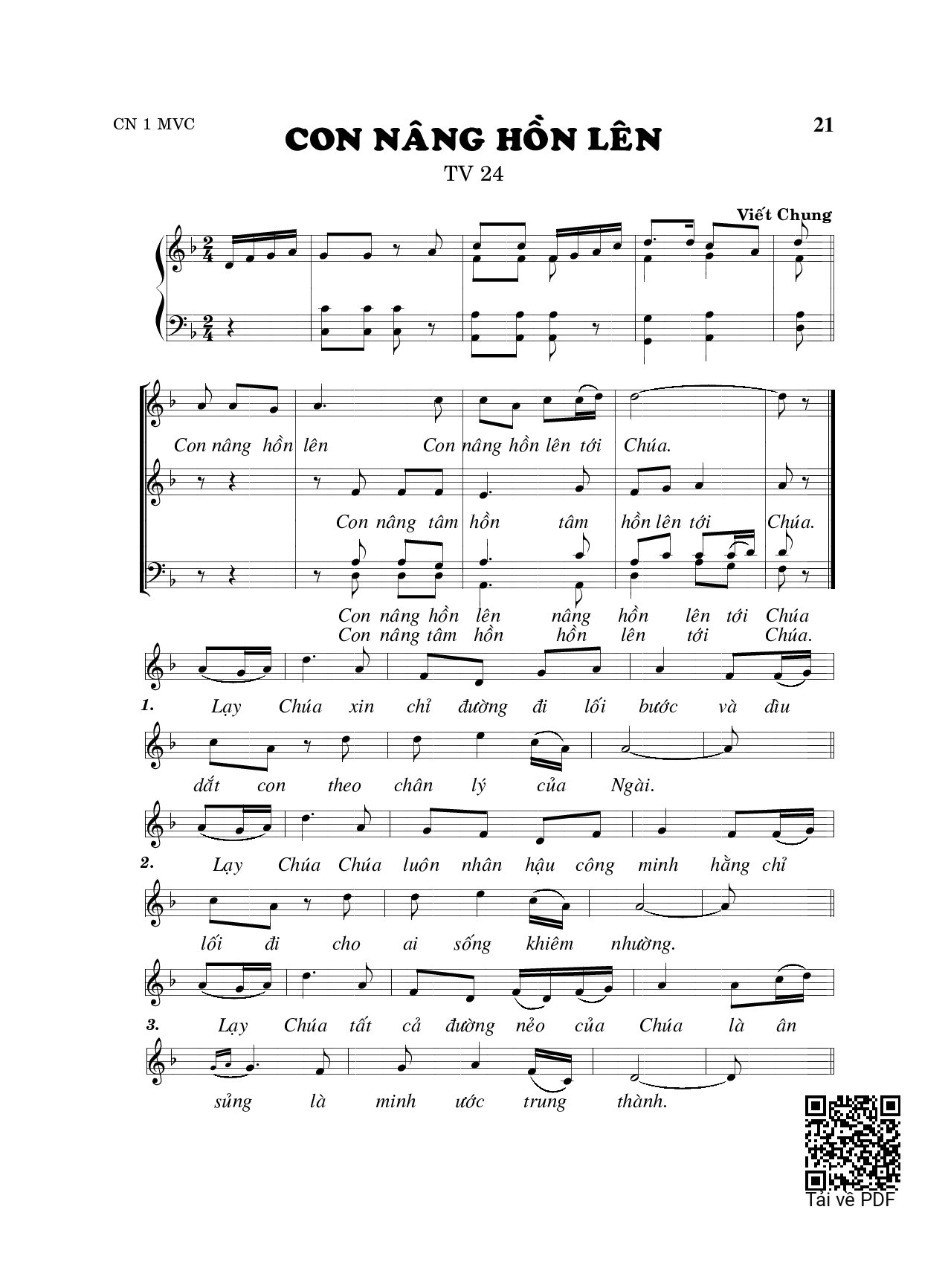 Thánh Vịnh 24, Con Nâng Hồn Lên