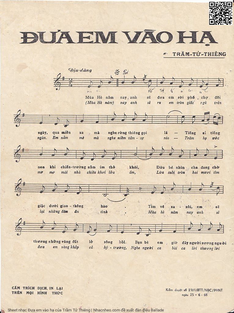 Page 2 of Sheet music PDF Đưa em vào hạ - Trầm Tử Thiêng
