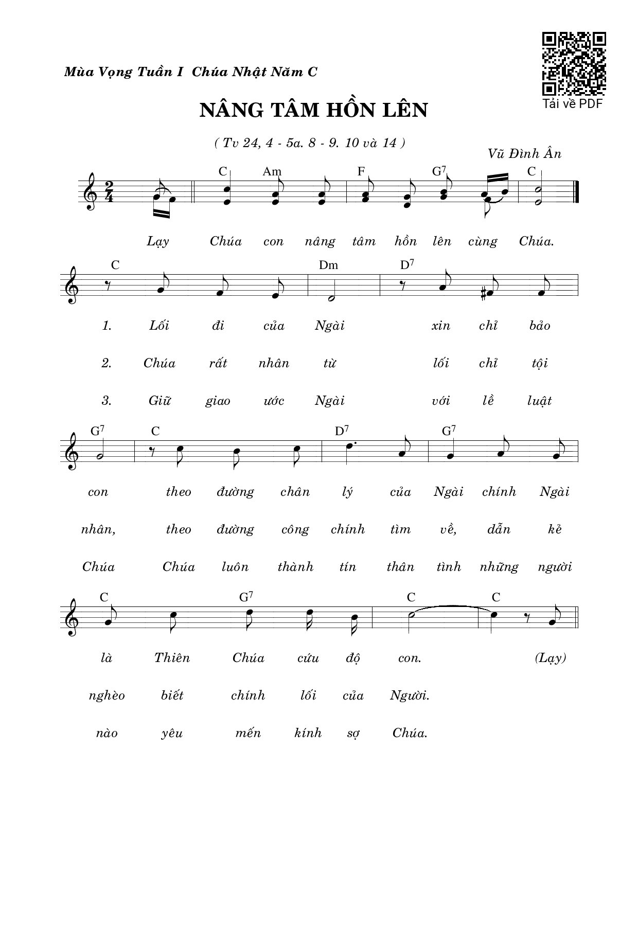 Sheet PDF of Thánh Vịnh 24, Nâng Tâm Hồn Lên