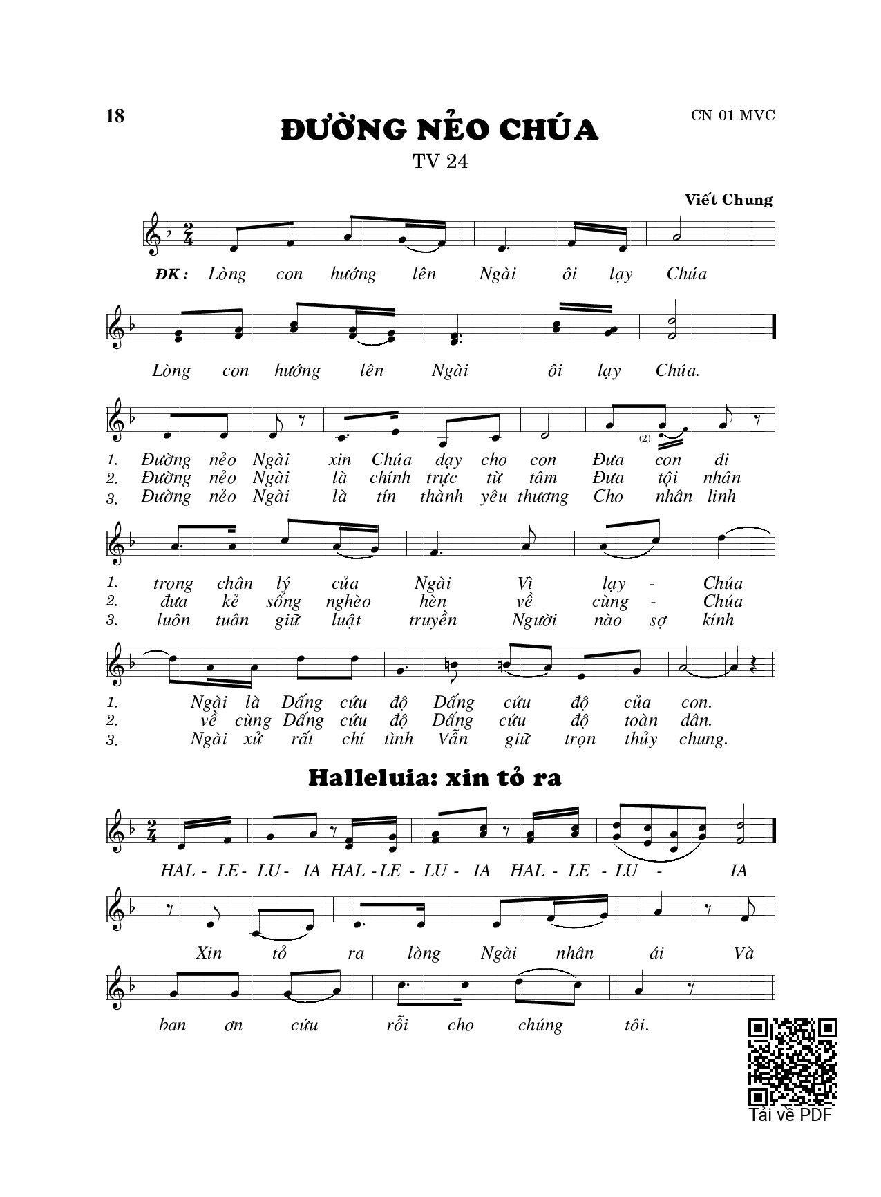 Sheet PDF of Thánh Vịnh 24, Đường Nẻo Chúa