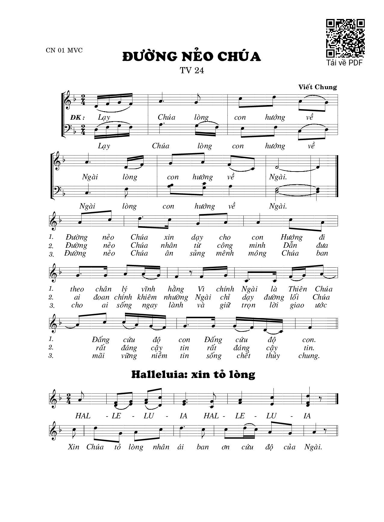 Sheet PDF of Thánh Vịnh 24, Đường Nẻo Chúa -2